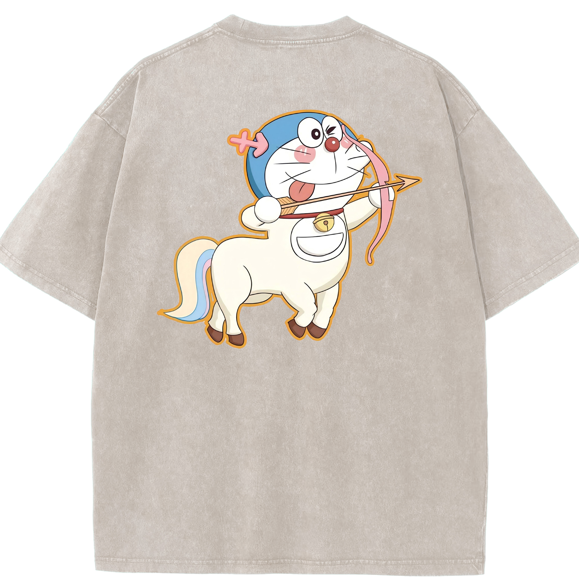 （画像用） ドラえもん Doraemon 綿100% ヴィンテージ風 半袖Tシャツ（背面プリント）
