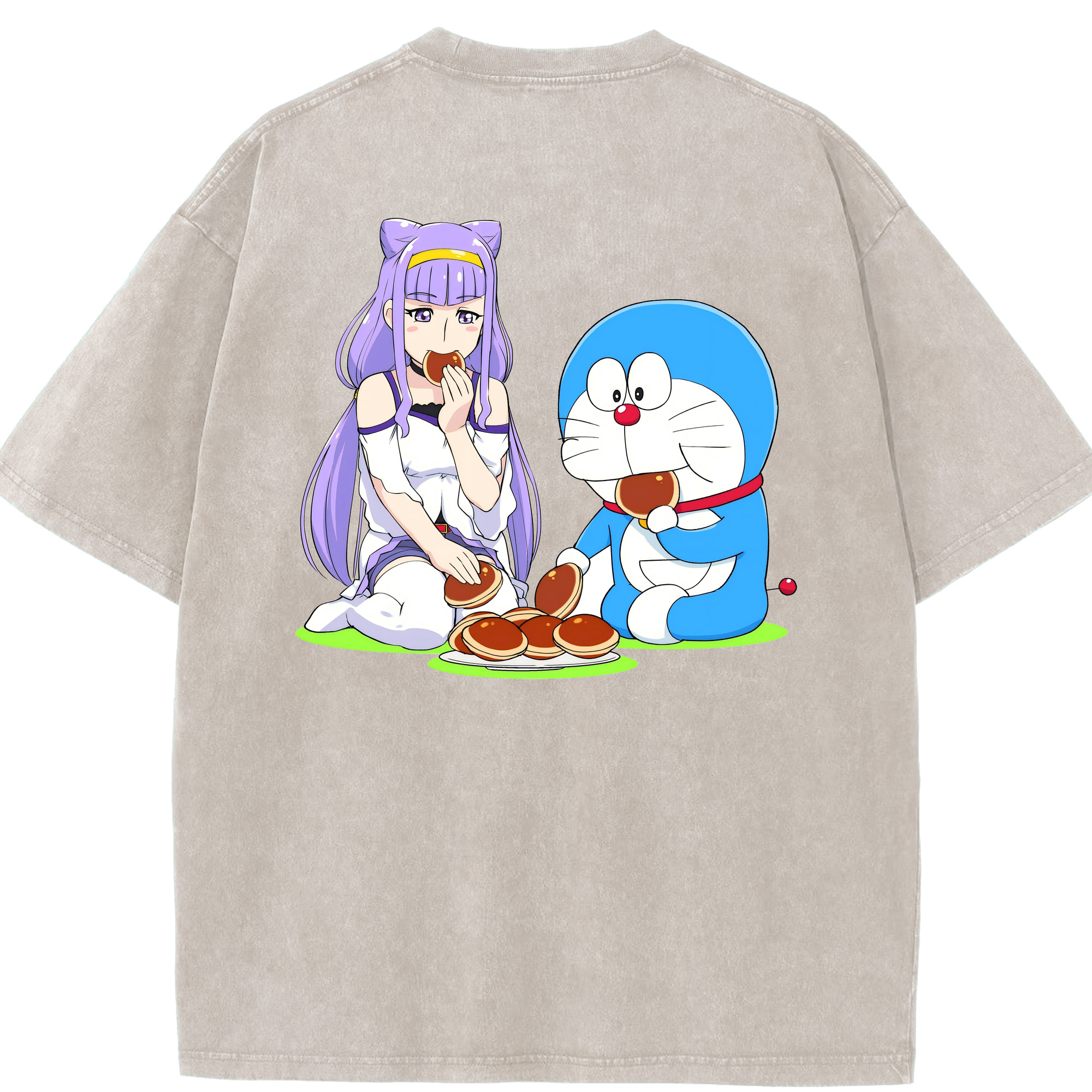 （画像用） ドラえもん Doraemon 綿100% ヴィンテージ風 半袖Tシャツ（背面プリント）