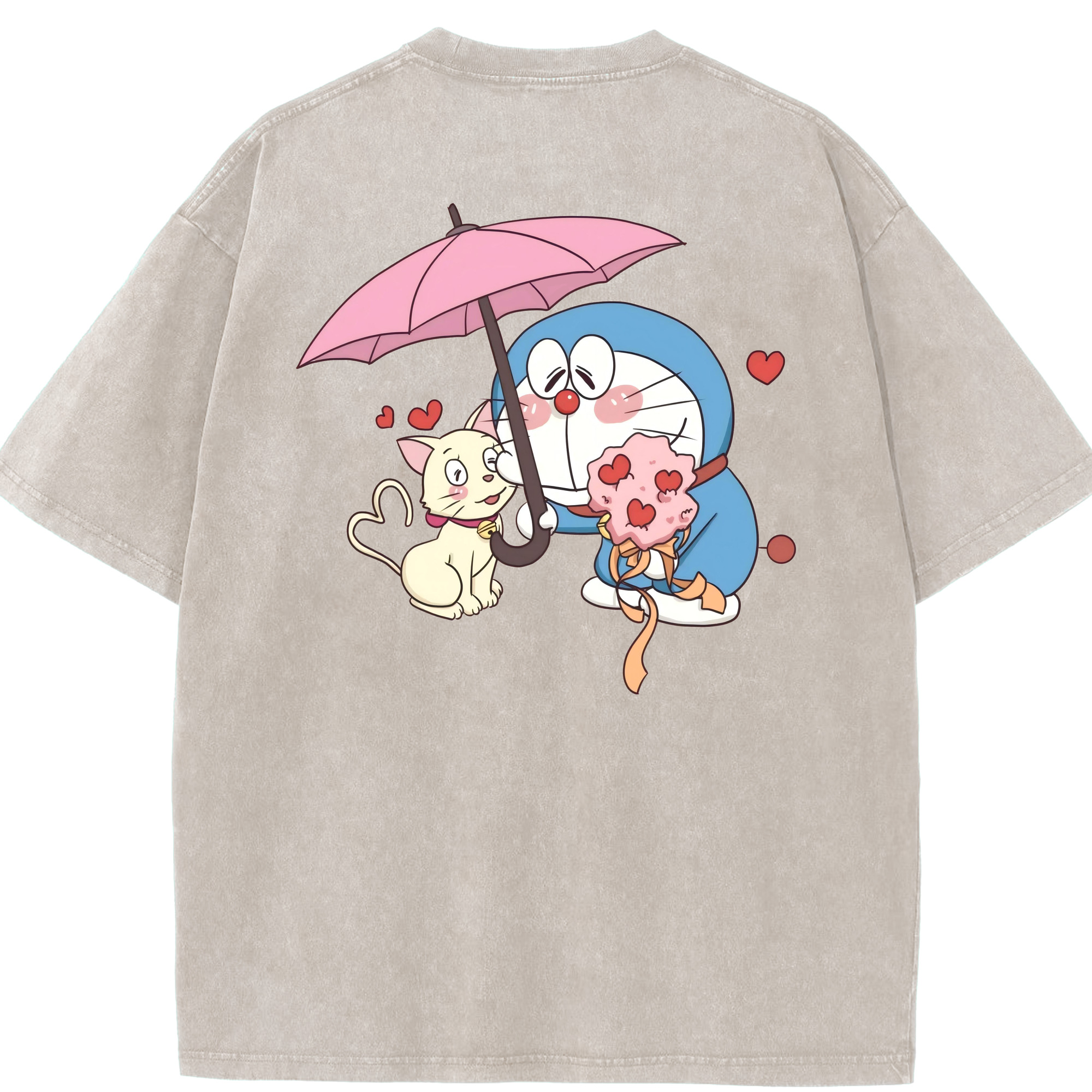 （画像用） ドラえもん Doraemon 綿100% ヴィンテージ風 半袖Tシャツ（背面プリント）