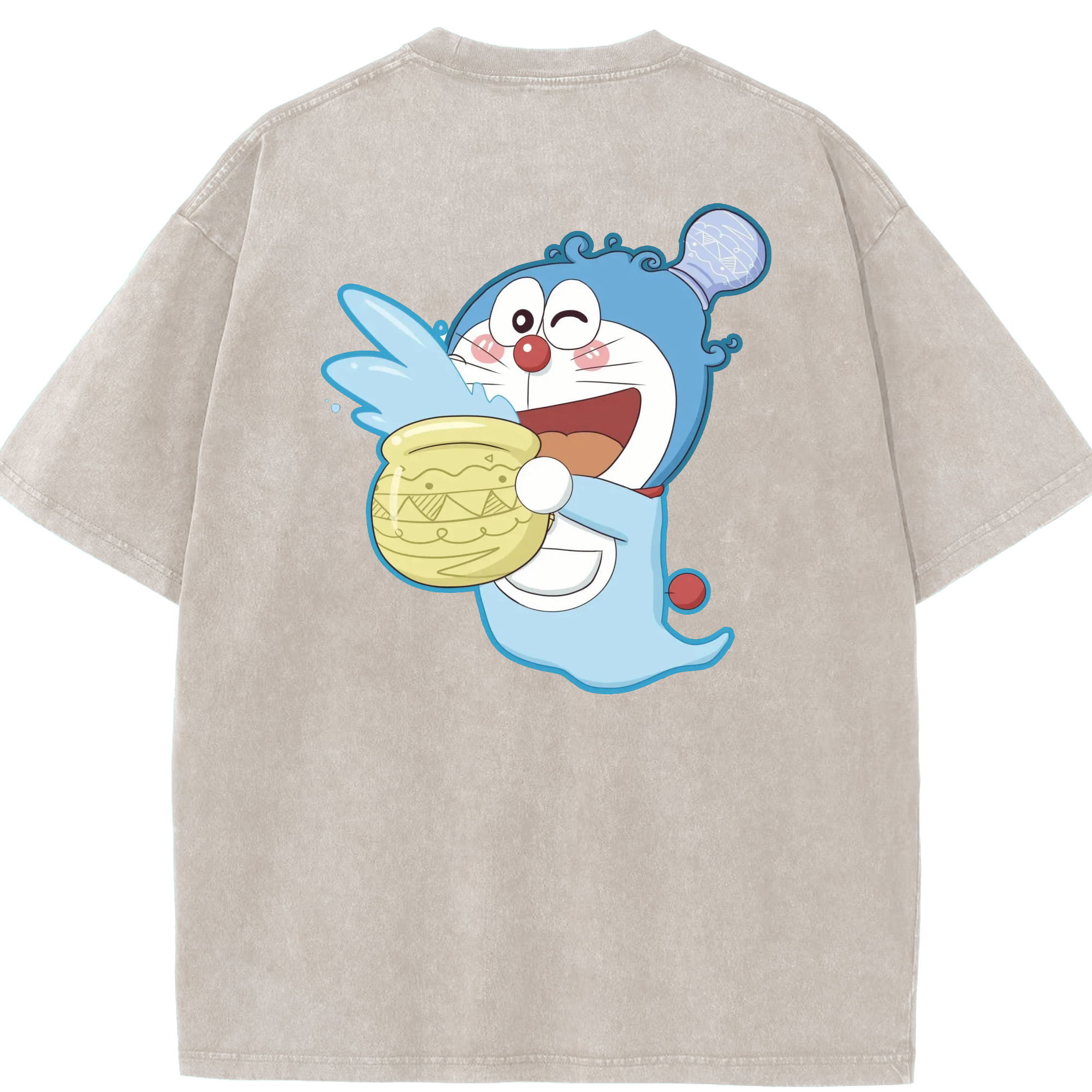 （画像用） ドラえもん Doraemon 綿100% ヴィンテージ風 半袖Tシャツ（背面プリント）