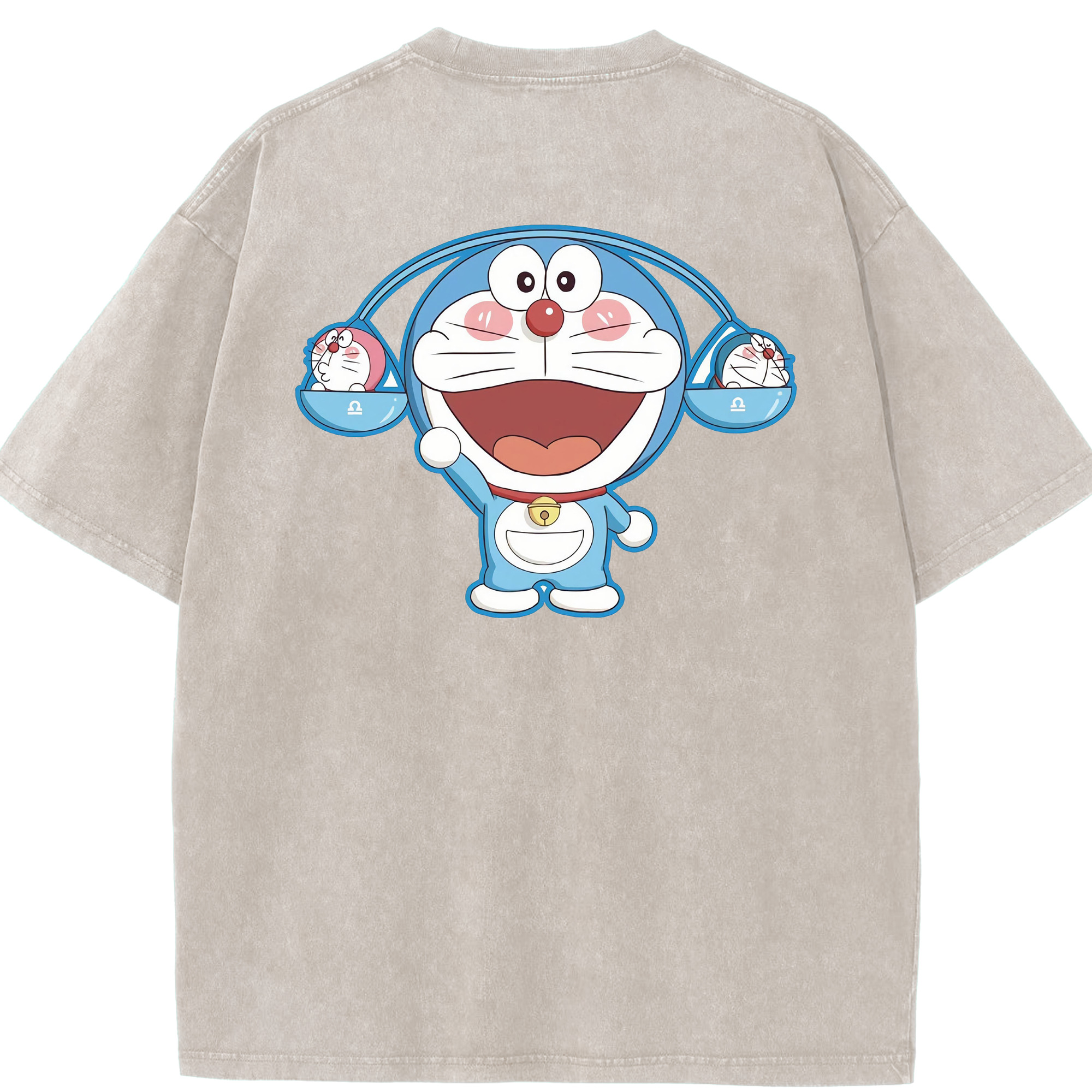 （画像用） ドラえもん Doraemon 綿100% ヴィンテージ風 半袖Tシャツ（背面プリント）