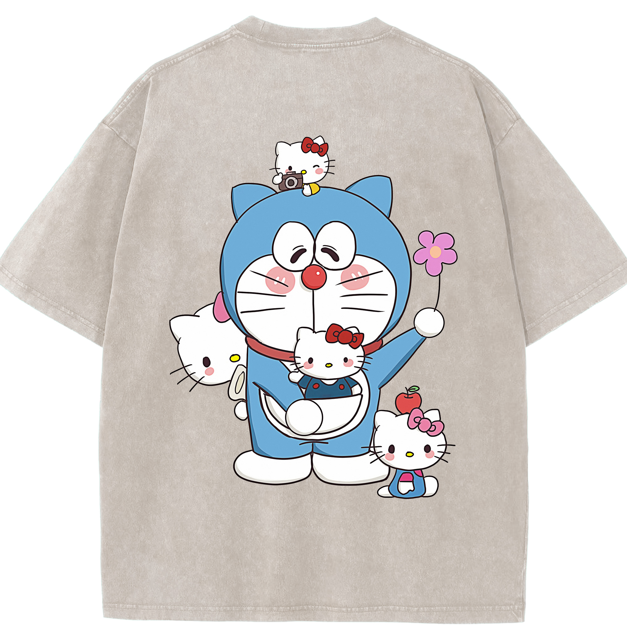 （画像用） ドラえもん Doraemon 綿100% ヴィンテージ風 半袖Tシャツ（背面プリント）