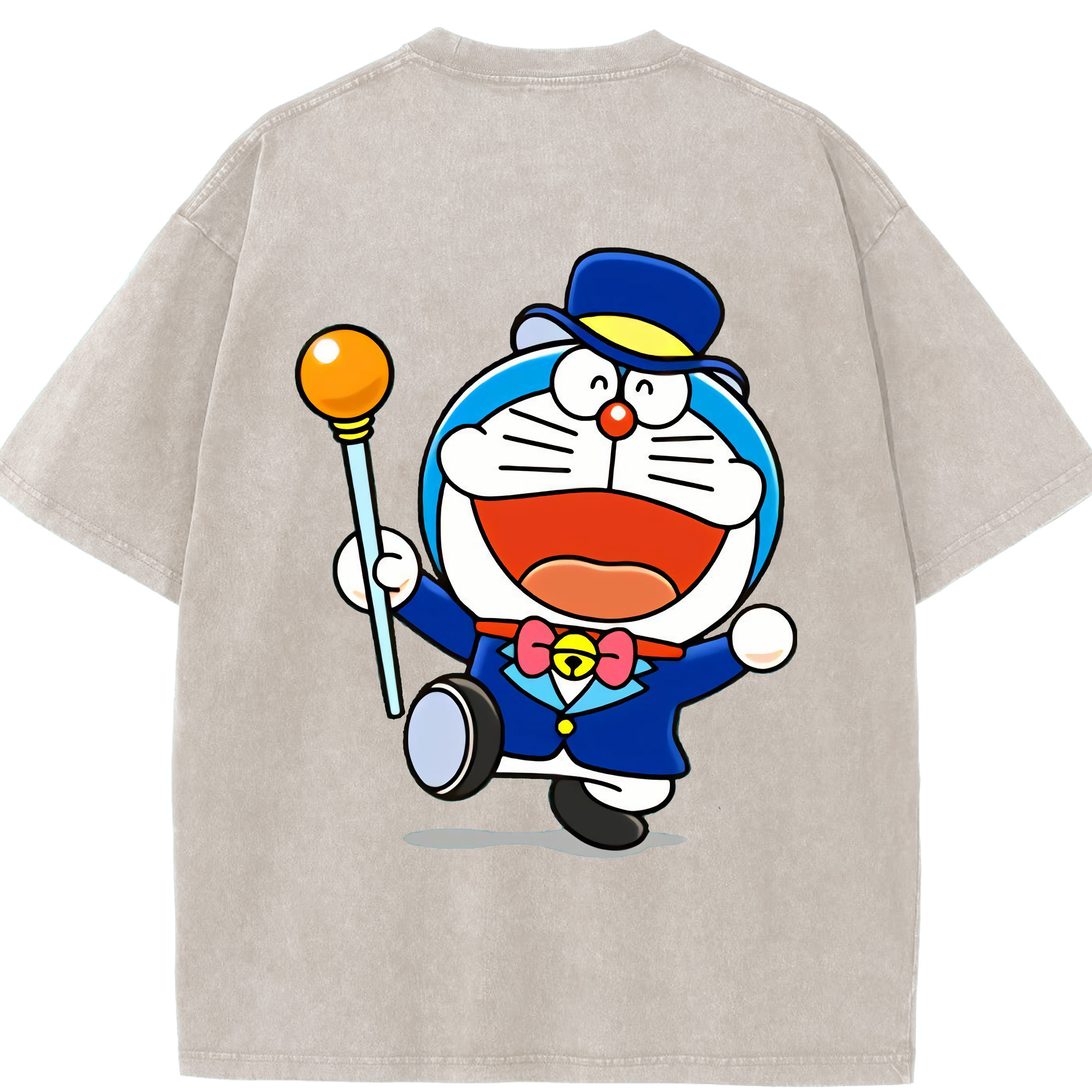 （画像用） ドラえもん Doraemon 綿100% ヴィンテージ風 半袖Tシャツ（背面プリント）