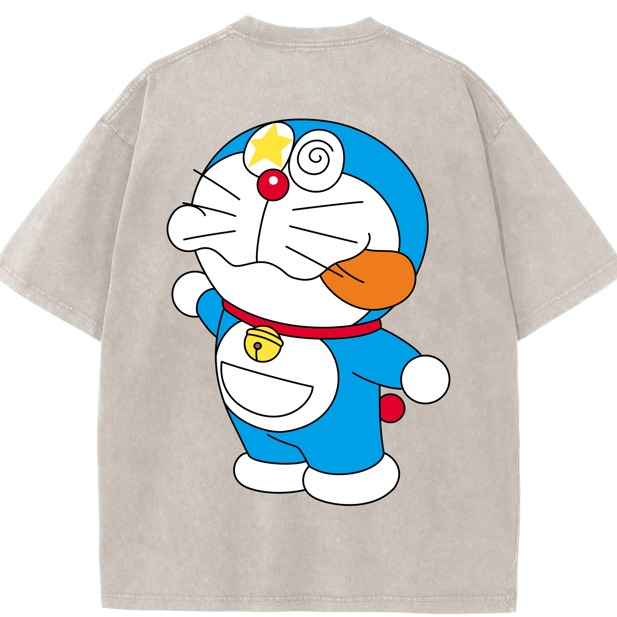（画像用） ドラえもん Doraemon 綿100% ヴィンテージ風 半袖Tシャツ（背面プリント）