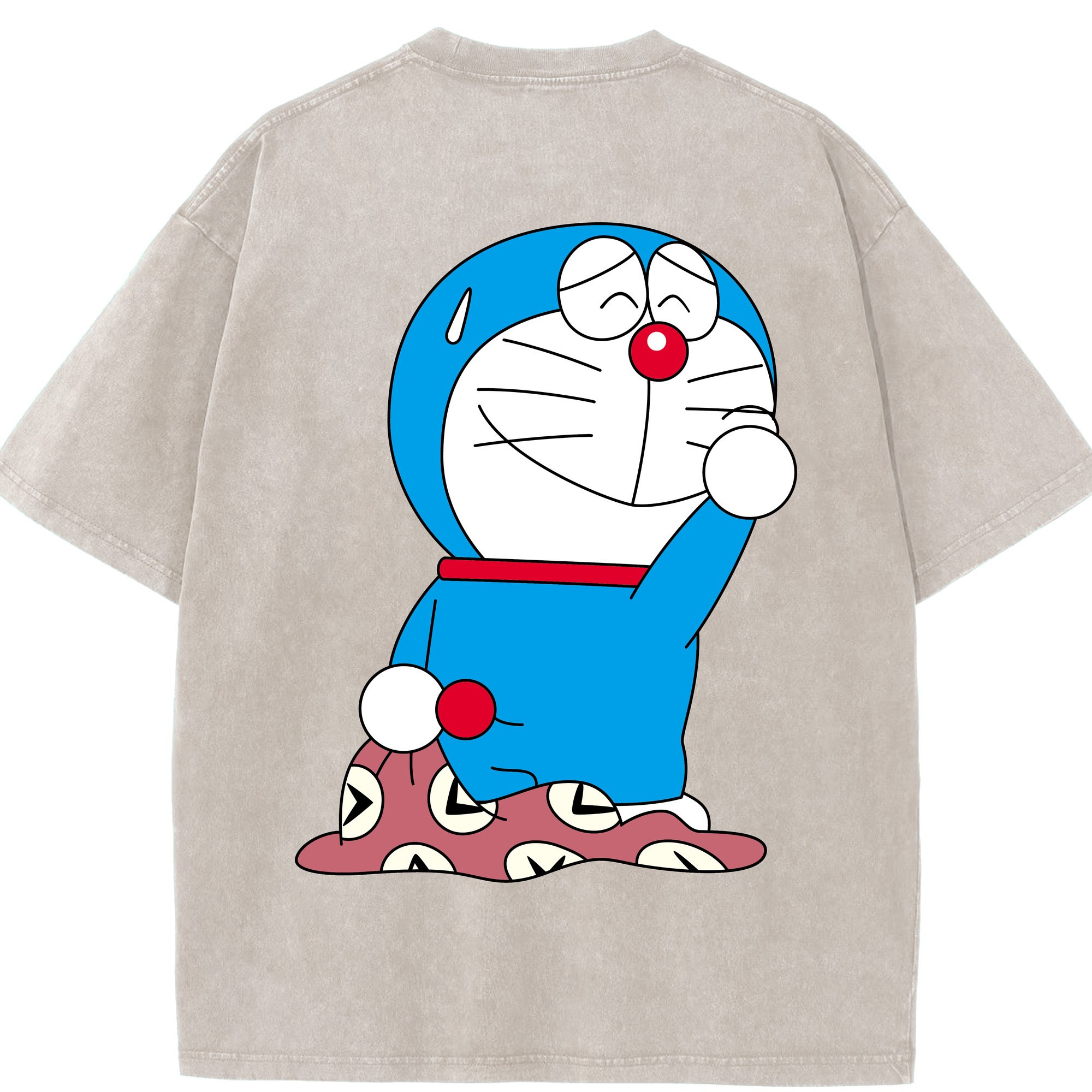 （画像用） ドラえもん Doraemon 綿100% ヴィンテージ風 半袖Tシャツ（背面プリント）