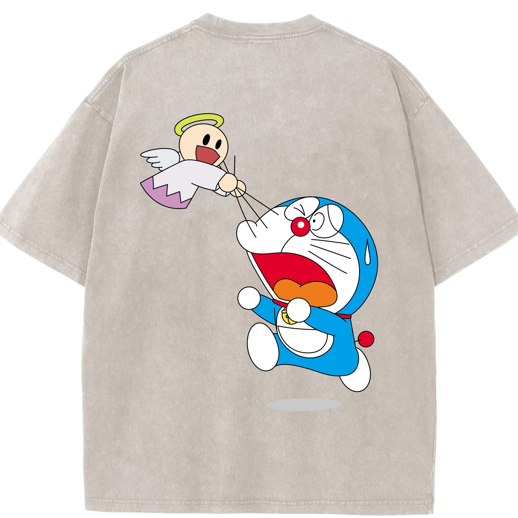 （画像用） ドラえもん Doraemon 綿100% ヴィンテージ風 半袖Tシャツ（背面プリント）