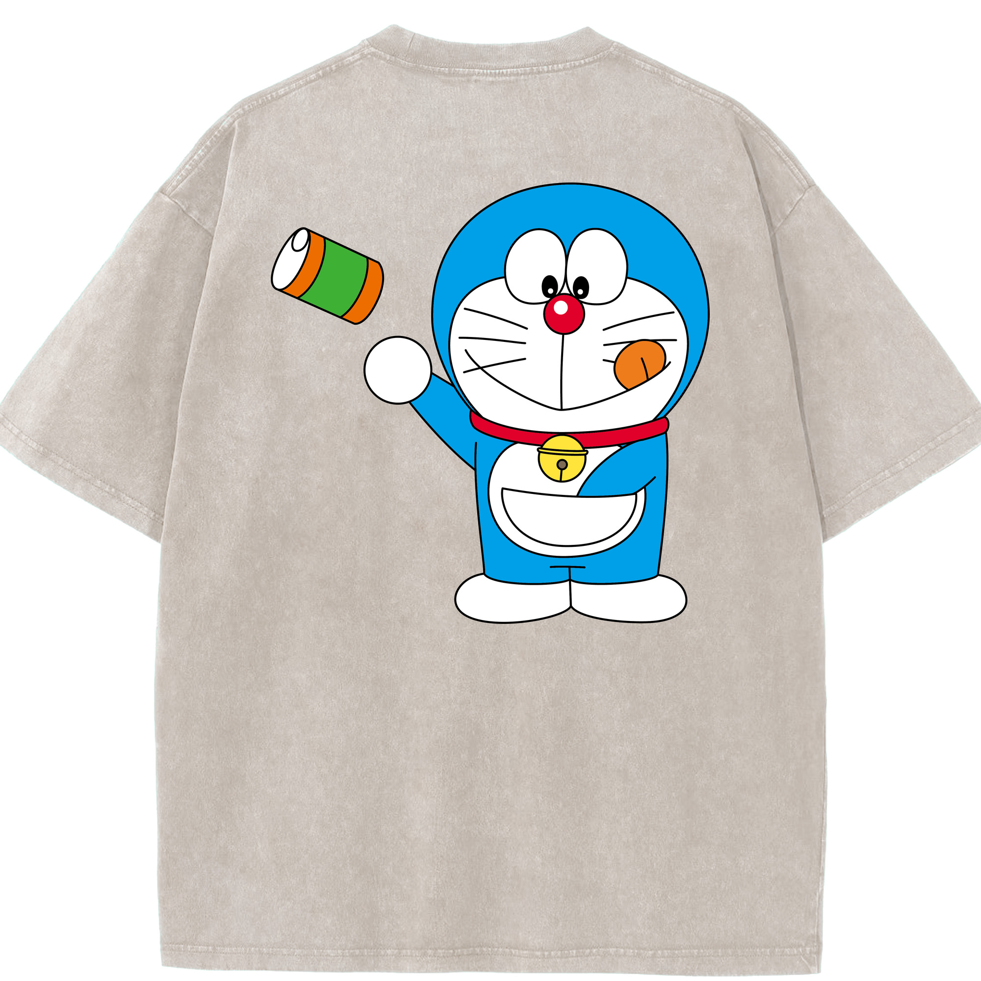 （画像用） ドラえもん Doraemon 綿100% ヴィンテージ風 半袖Tシャツ（背面プリント）