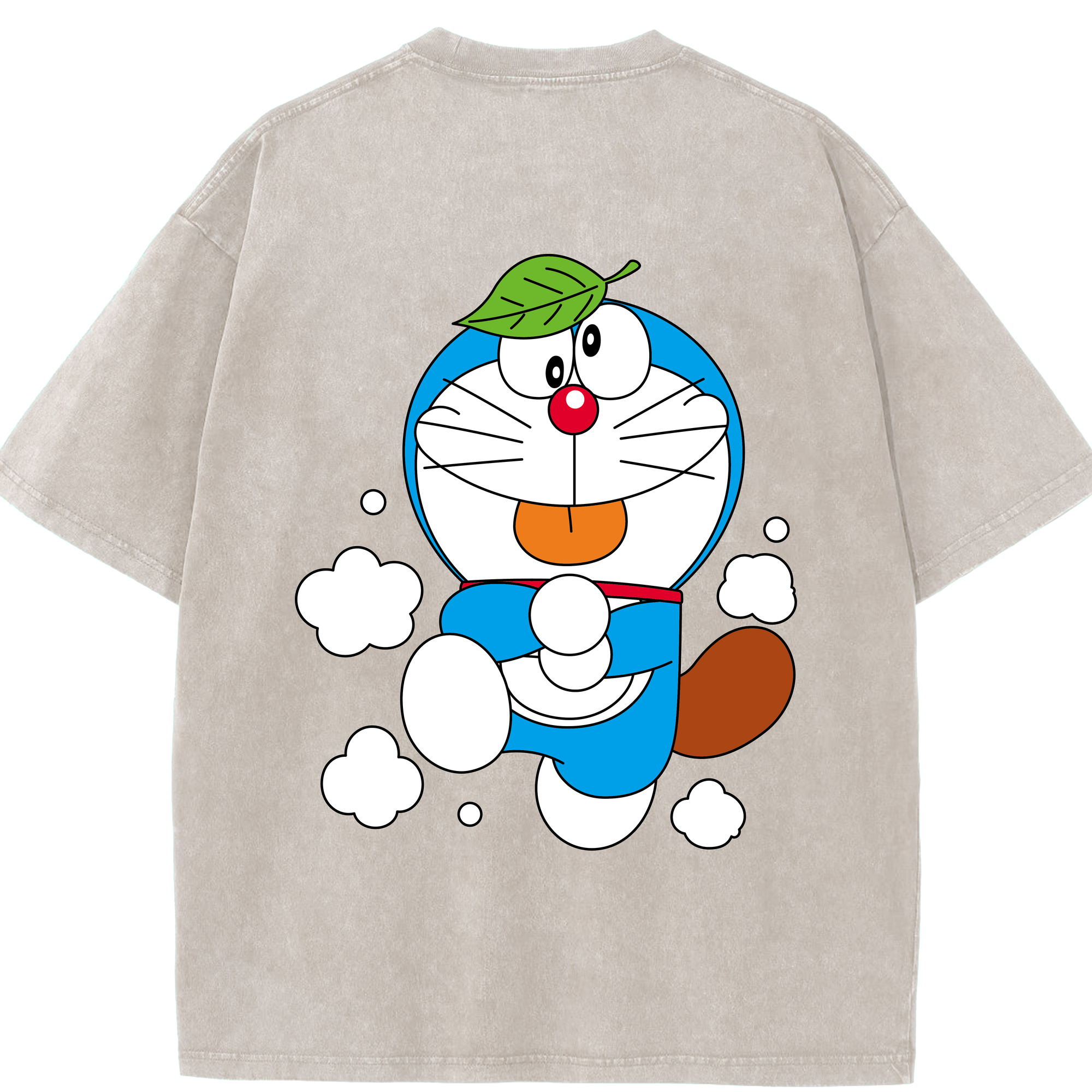 （画像用） ドラえもん Doraemon 綿100% ヴィンテージ風 半袖Tシャツ（背面プリント）