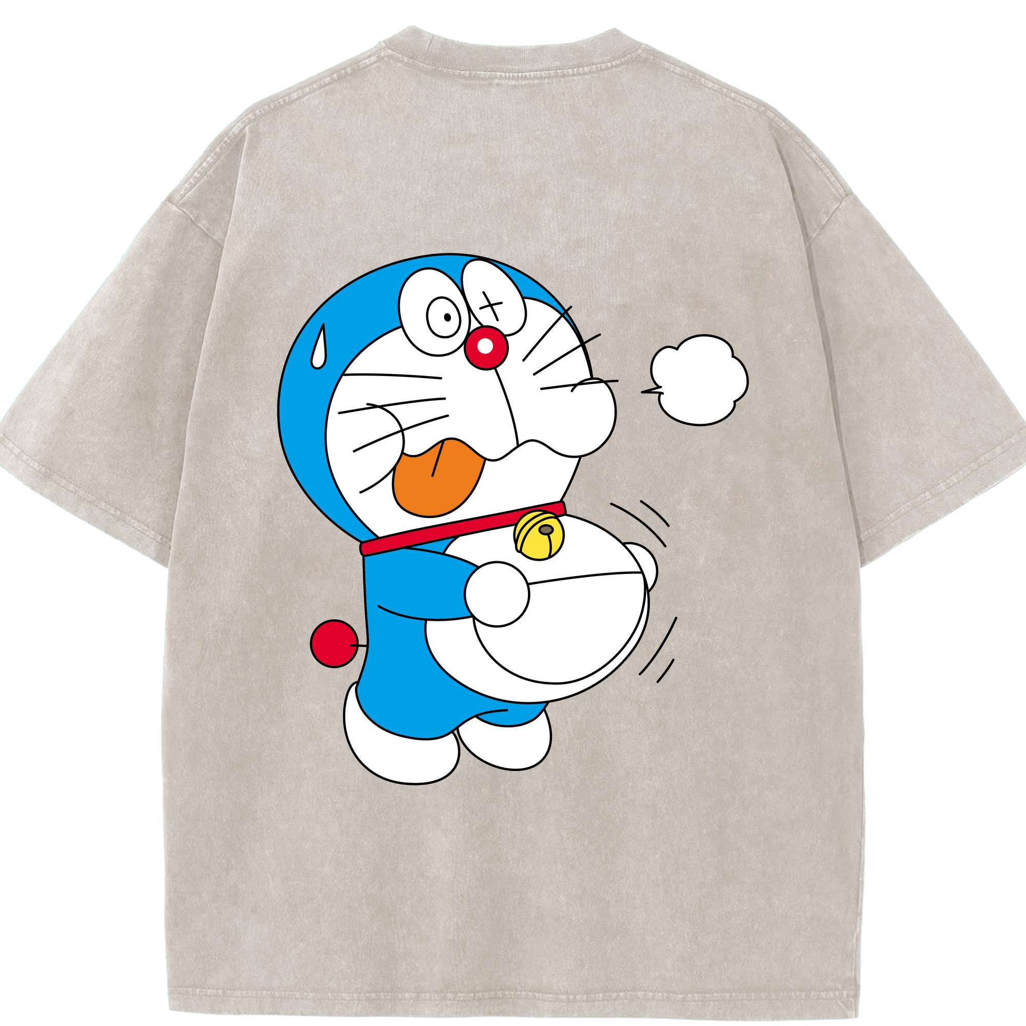 （画像用） ドラえもん Doraemon 綿100% ヴィンテージ風 半袖Tシャツ（背面プリント）