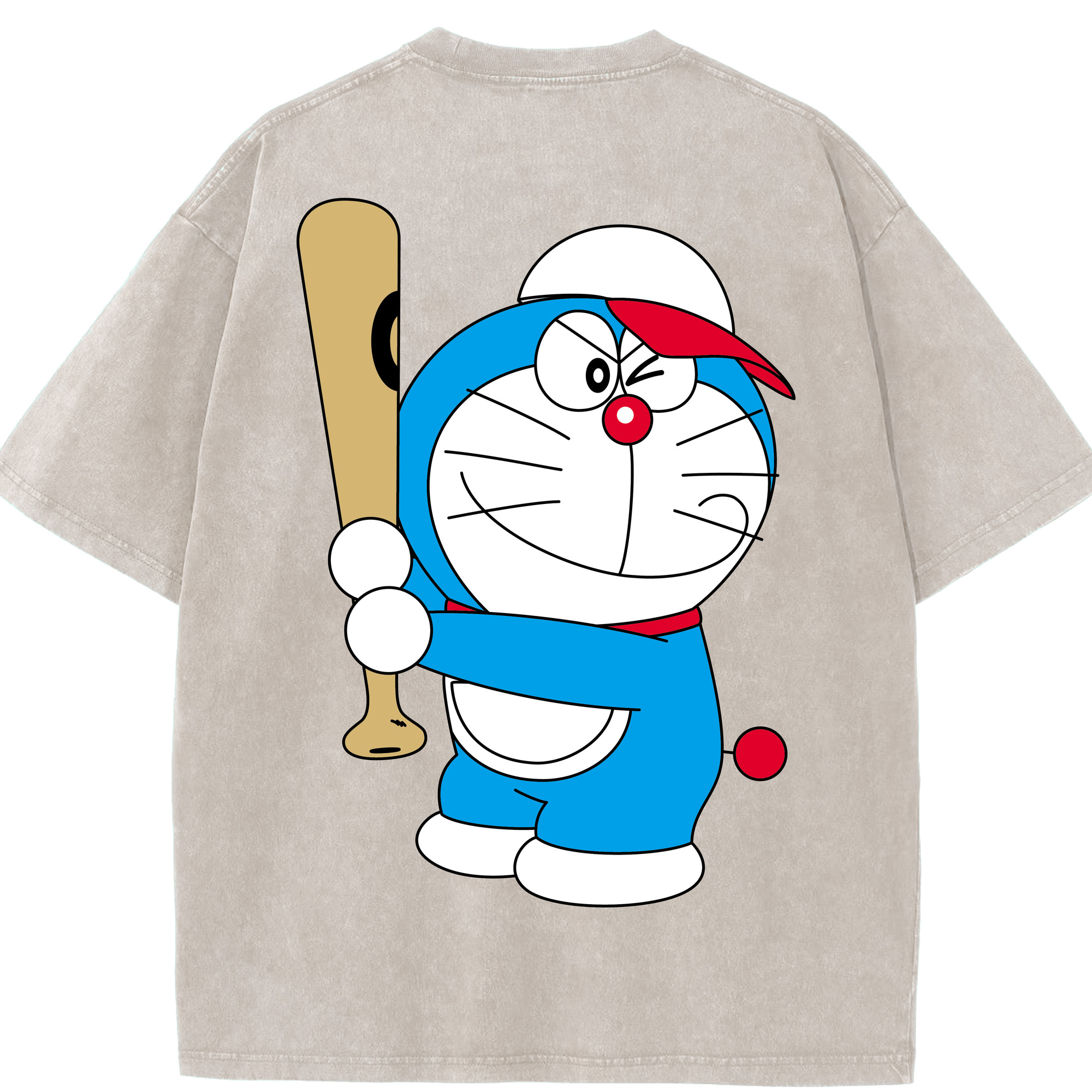 （画像用） ドラえもん Doraemon 綿100% ヴィンテージ風 半袖Tシャツ（背面プリント）