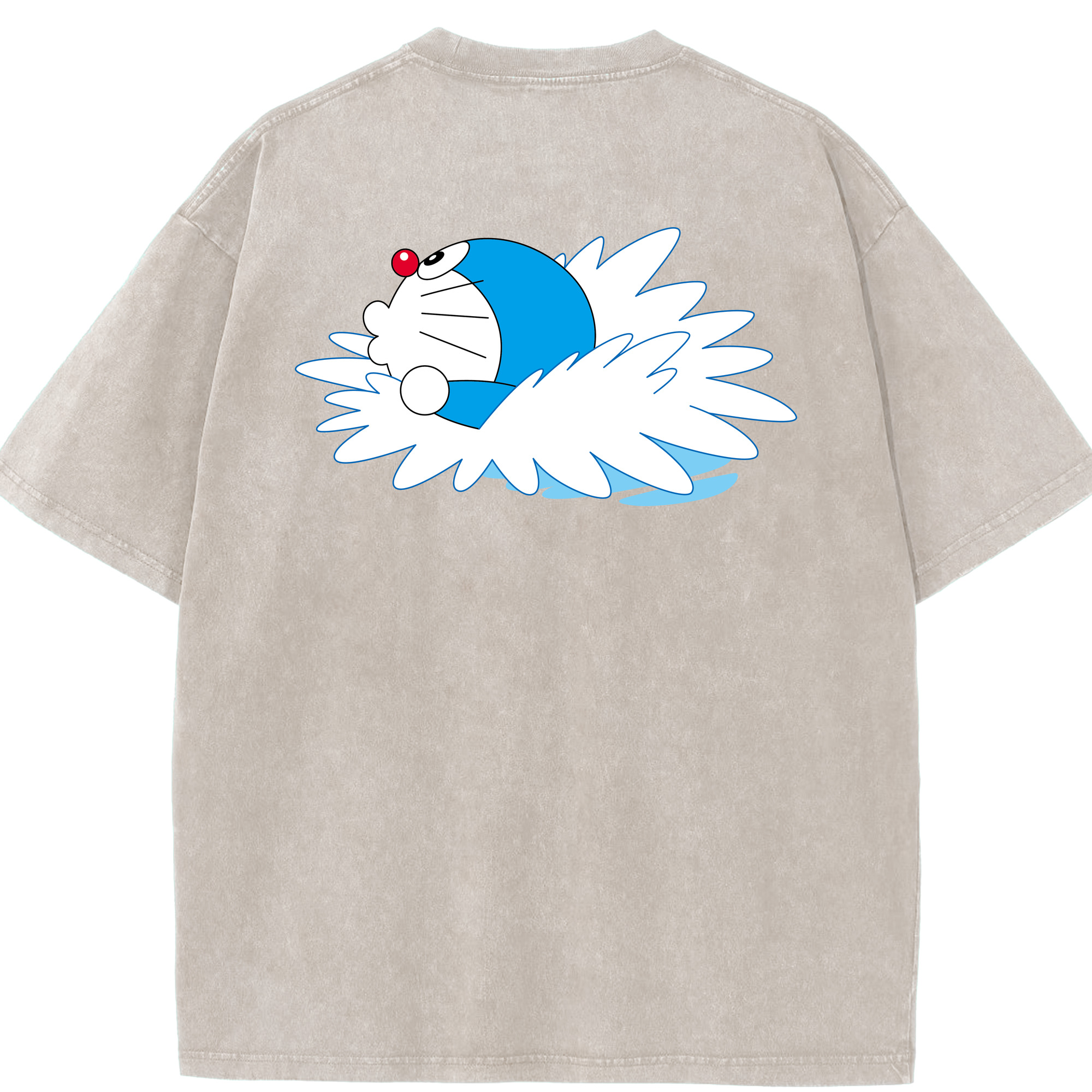 （画像用） ドラえもん Doraemon 綿100% ヴィンテージ風 半袖Tシャツ（背面プリント）