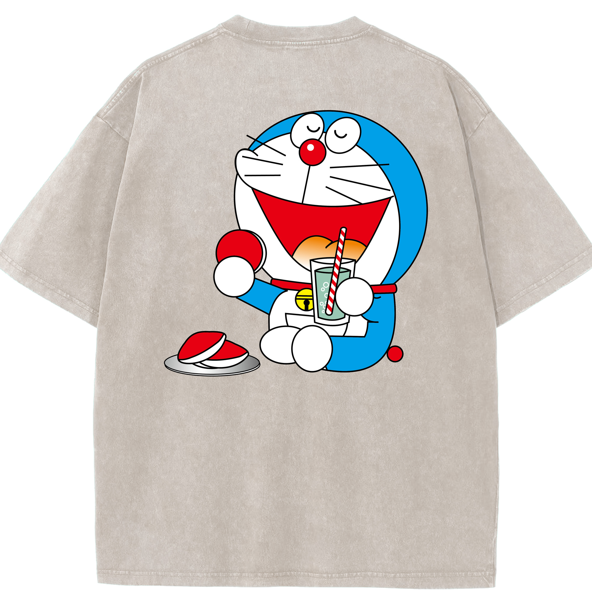 （画像用） ドラえもん Doraemon 綿100% ヴィンテージ風 半袖Tシャツ（背面プリント）
