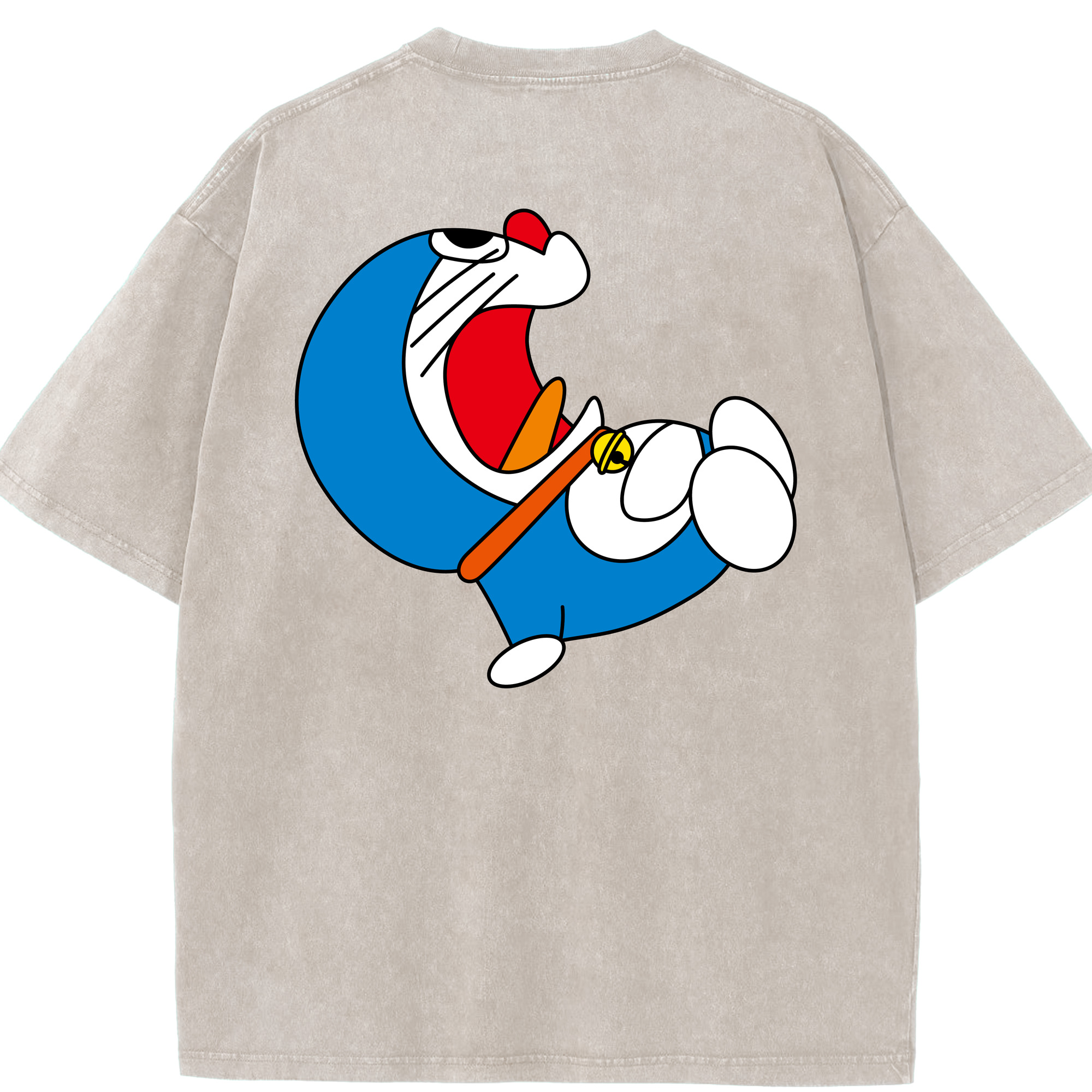 （画像用） ドラえもん Doraemon 綿100% ヴィンテージ風 半袖Tシャツ（背面プリント）