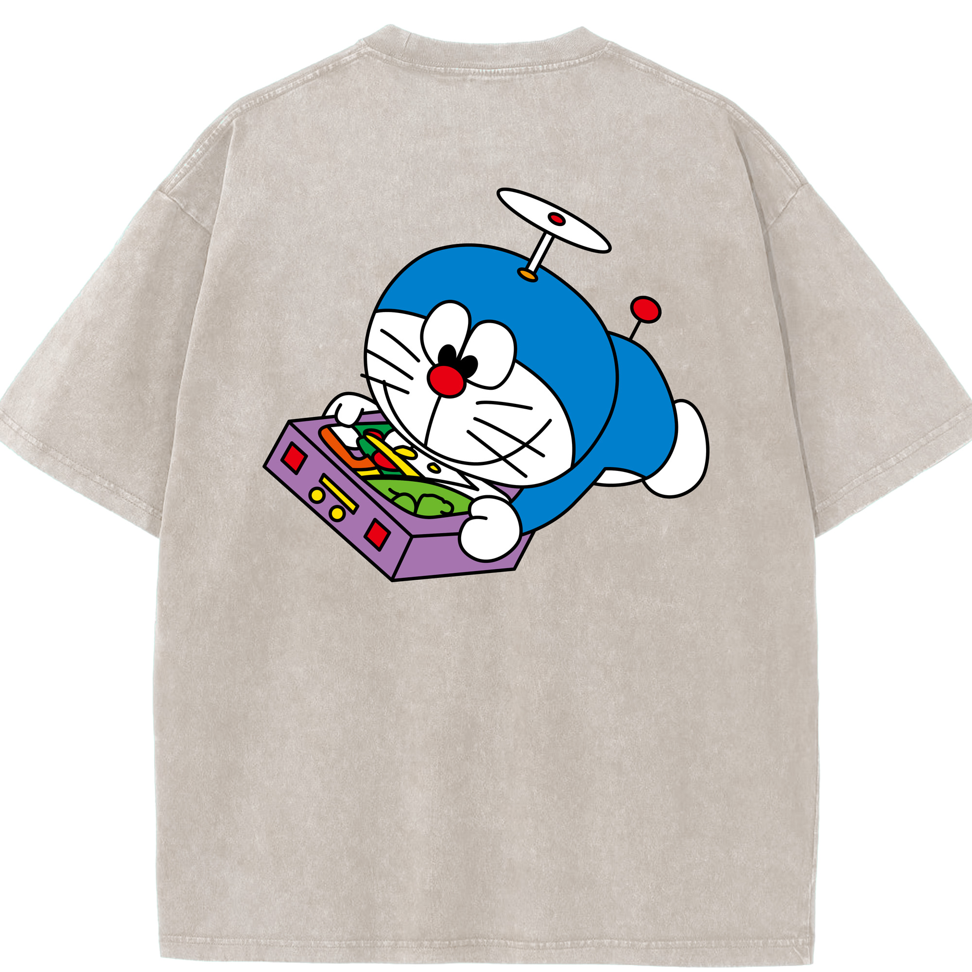 （画像用） ドラえもん Doraemon 綿100% ヴィンテージ風 半袖Tシャツ（背面プリント）
