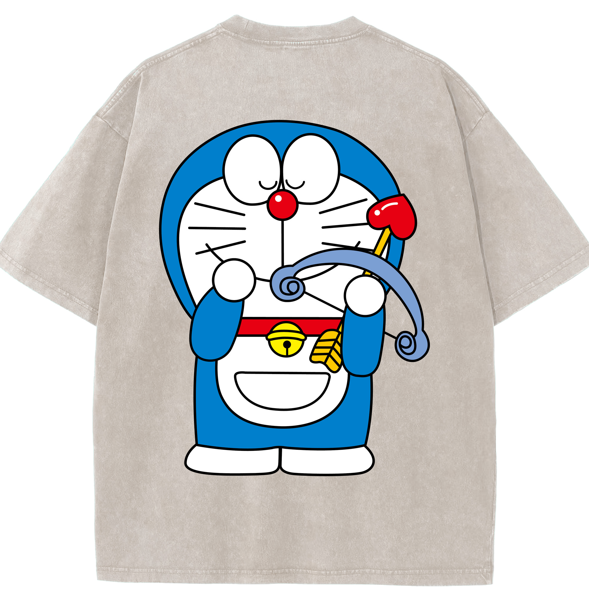 （画像用） ドラえもん Doraemon 綿100% ヴィンテージ風 半袖Tシャツ（背面プリント）