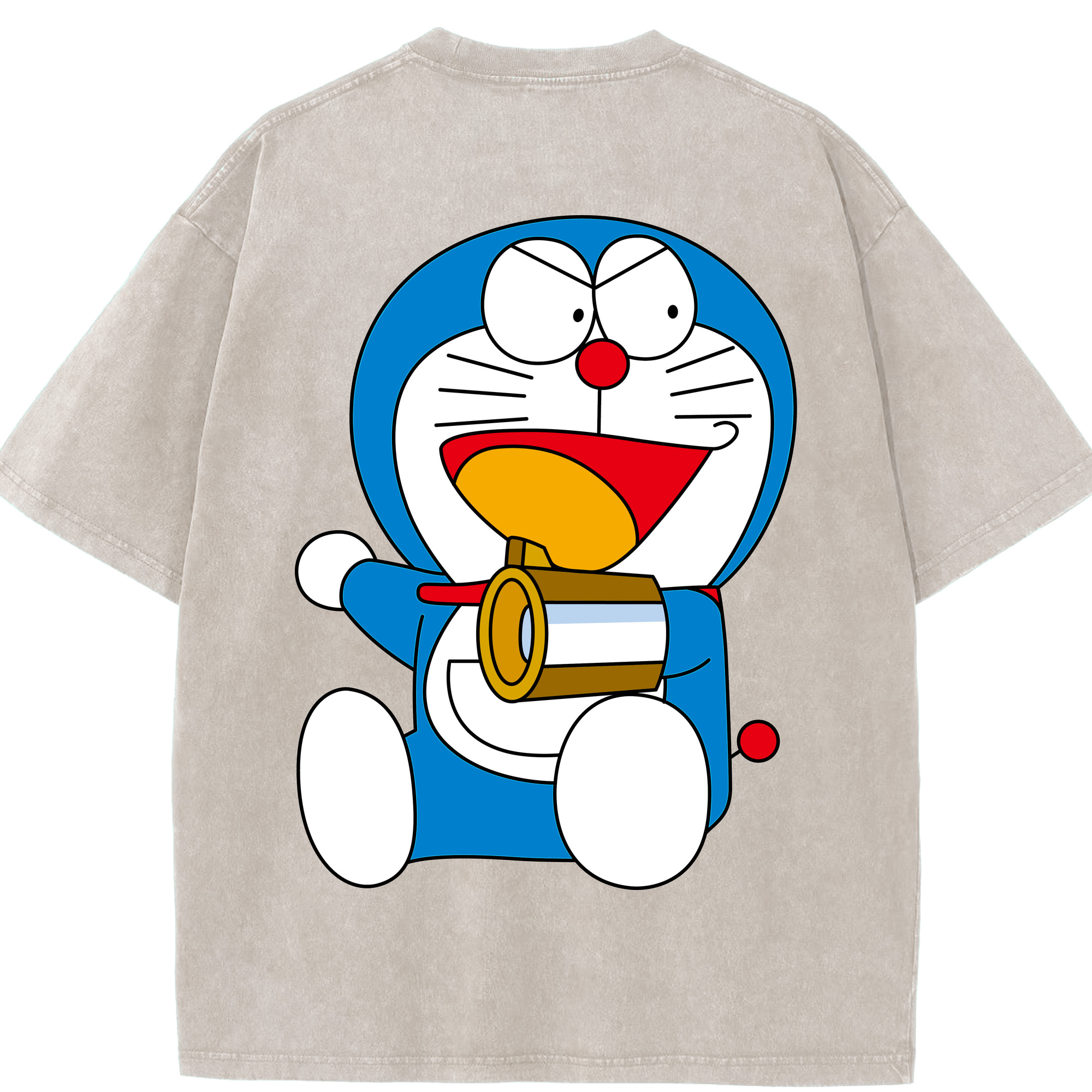 （画像用） ドラえもん Doraemon 綿100% ヴィンテージ風 半袖Tシャツ（背面プリント）