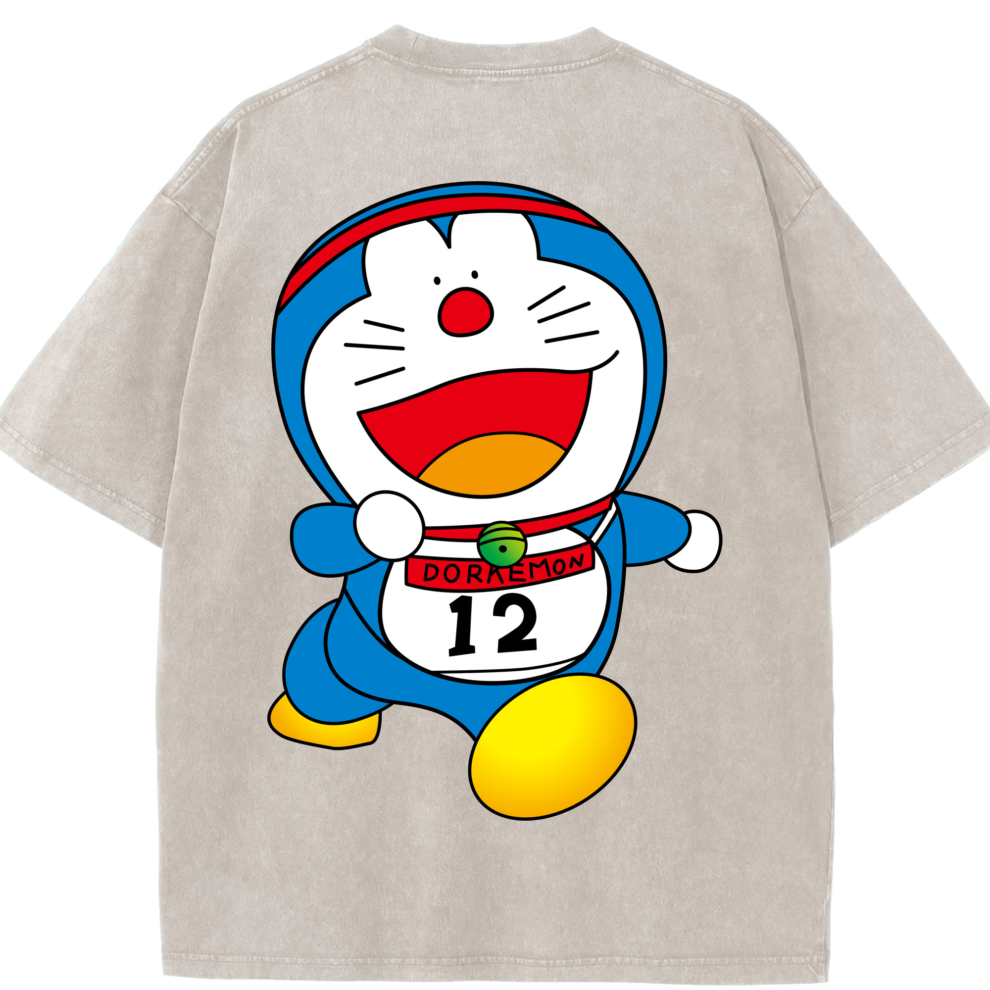 （画像用） ドラえもん Doraemon 綿100% ヴィンテージ風 半袖Tシャツ（背面プリント）
