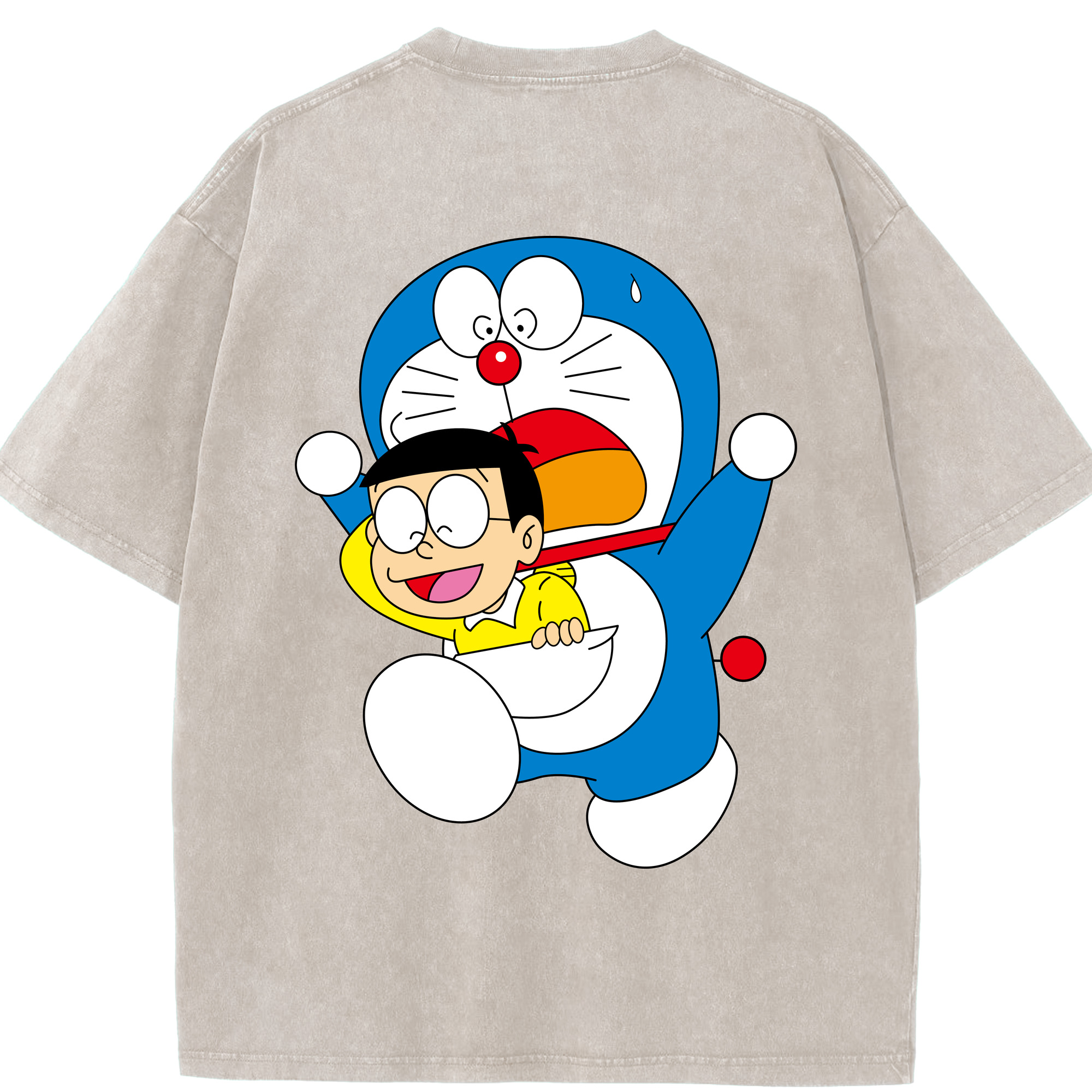 （画像用） ドラえもん Doraemon 綿100% ヴィンテージ風 半袖Tシャツ（背面プリント）