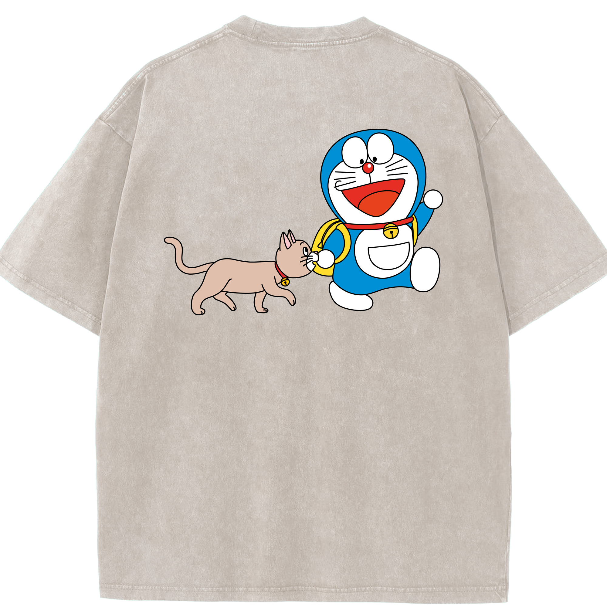 （画像用） ドラえもん Doraemon 綿100% ヴィンテージ風 半袖Tシャツ（背面プリント）