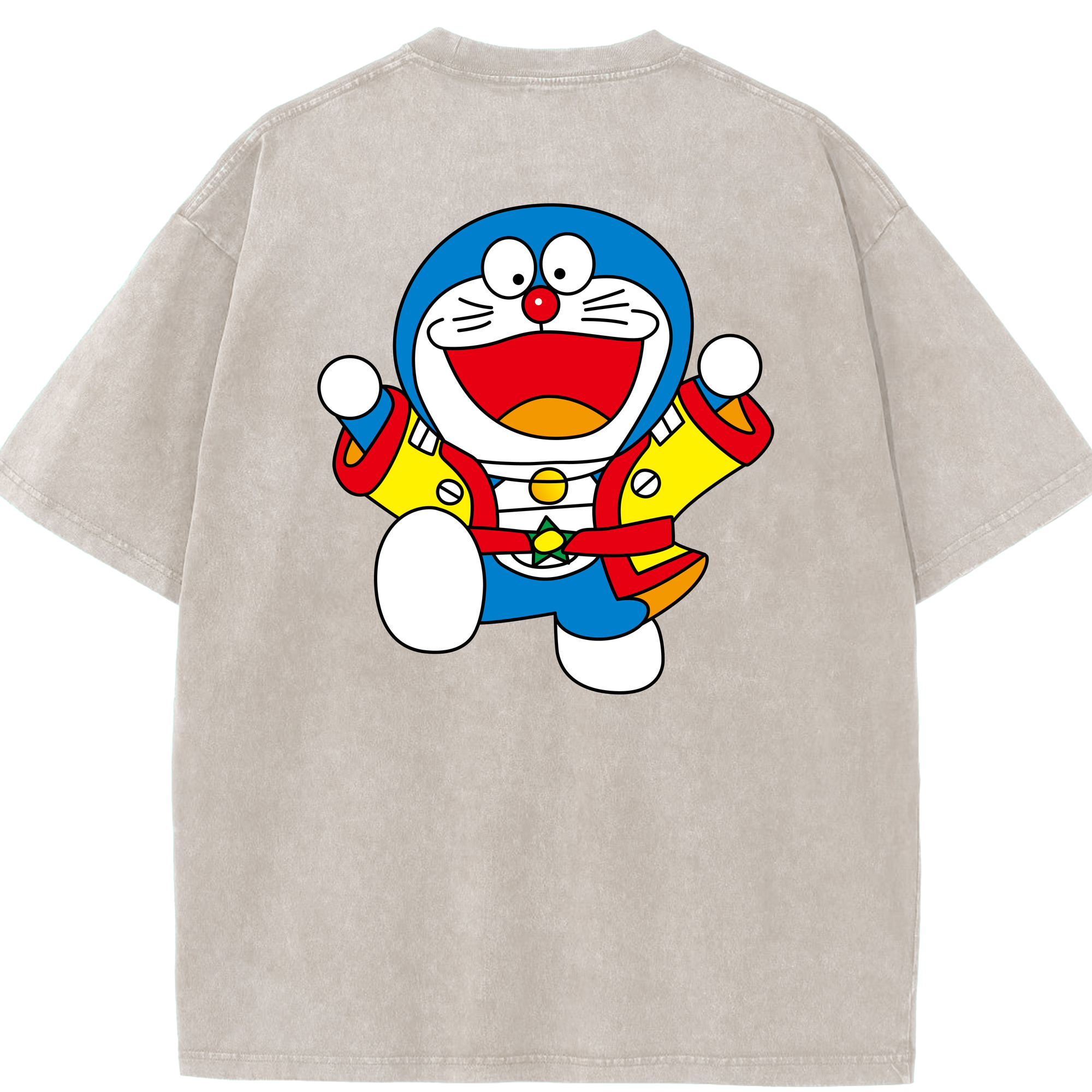 （画像用） ドラえもん Doraemon 綿100% ヴィンテージ風 半袖Tシャツ（背面プリント）