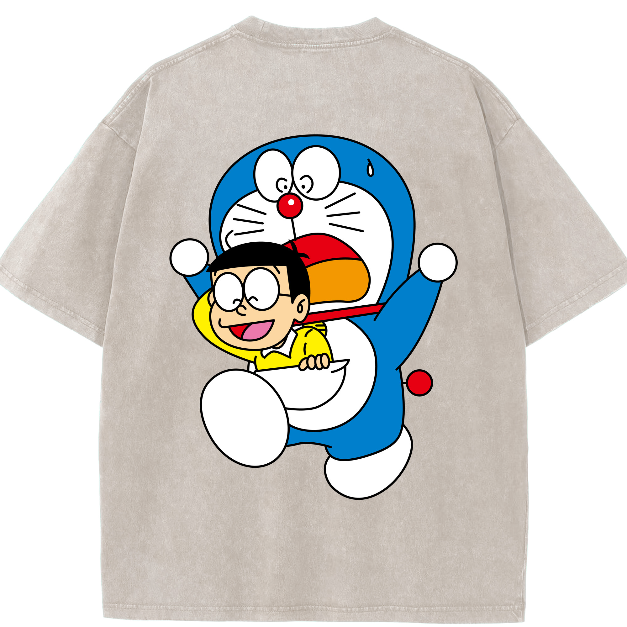 （画像用） ドラえもん Doraemon 綿100% ヴィンテージ風 半袖Tシャツ（背面プリント）