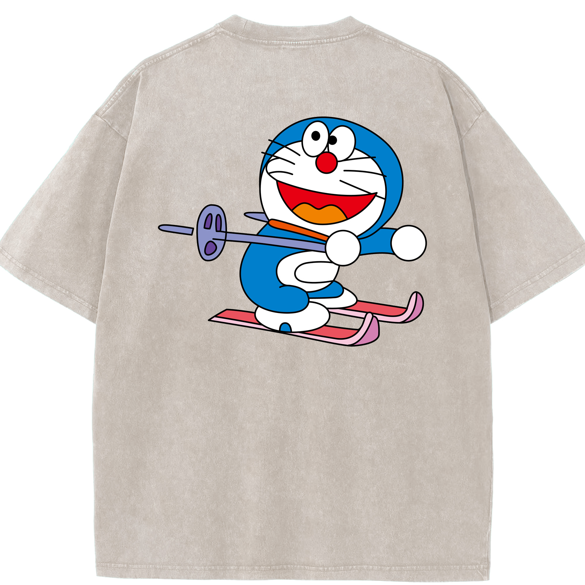 （画像用） ドラえもん Doraemon 綿100% ヴィンテージ風 半袖Tシャツ（背面プリント）