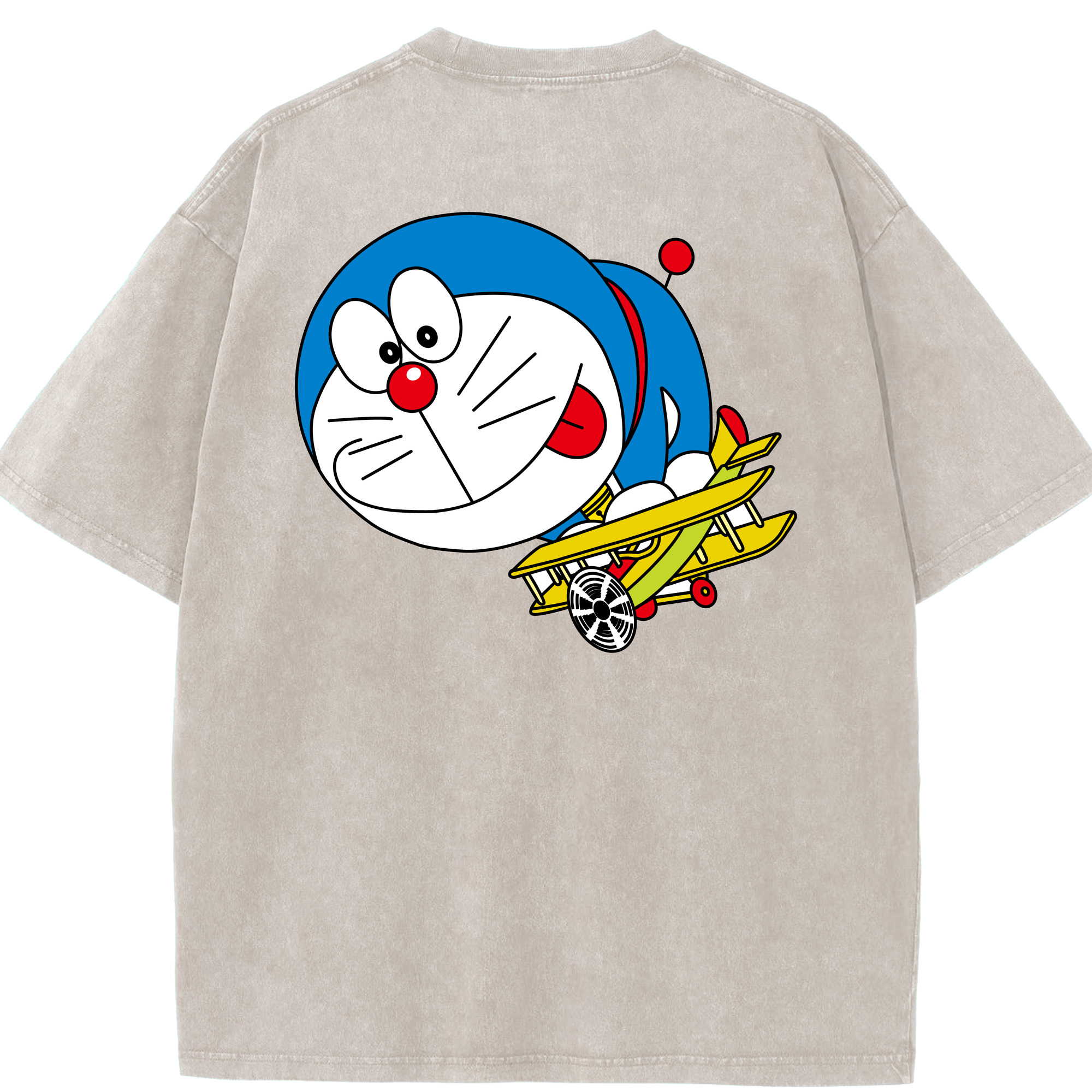 （画像用） ドラえもん Doraemon 綿100% ヴィンテージ風 半袖Tシャツ（背面プリント）