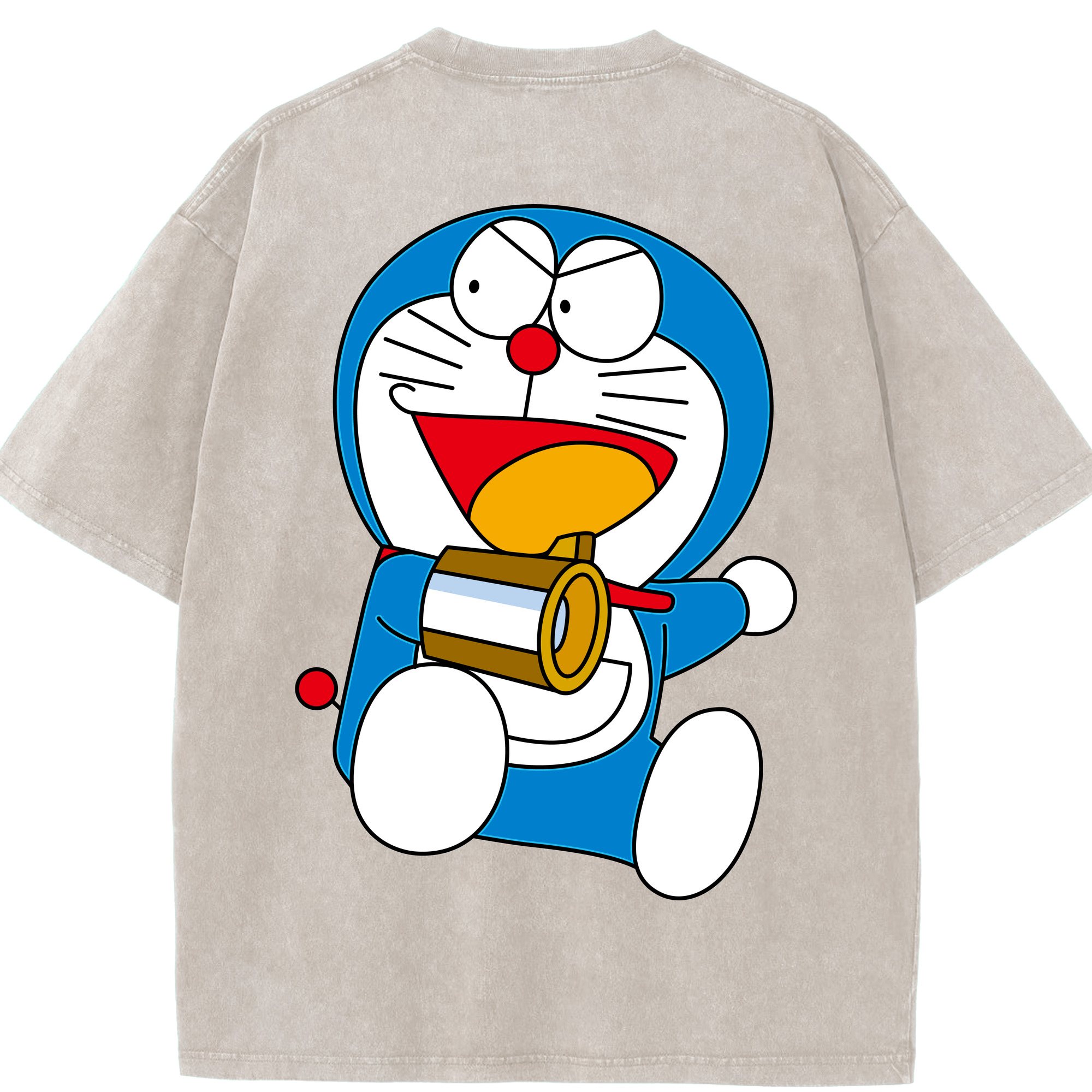 （画像用） ドラえもん Doraemon 綿100% ヴィンテージ風 半袖Tシャツ（背面プリント）