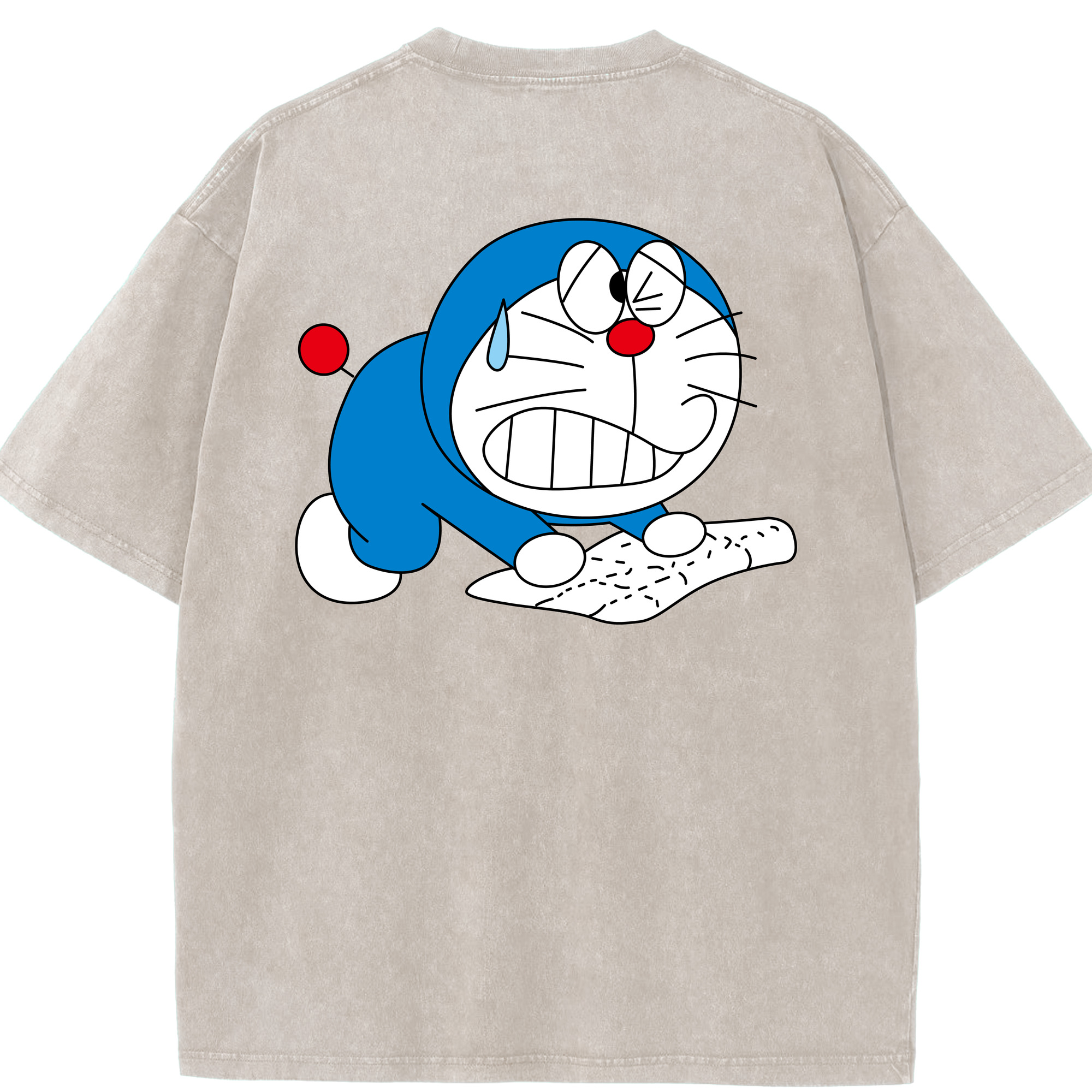 （画像用） ドラえもん Doraemon 綿100% ヴィンテージ風 半袖Tシャツ（背面プリント）