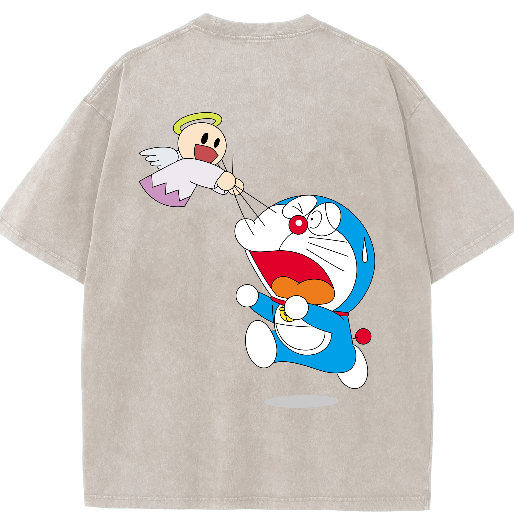 （画像用） ドラえもん Doraemon 綿100% ヴィンテージ風 半袖Tシャツ（背面プリント）