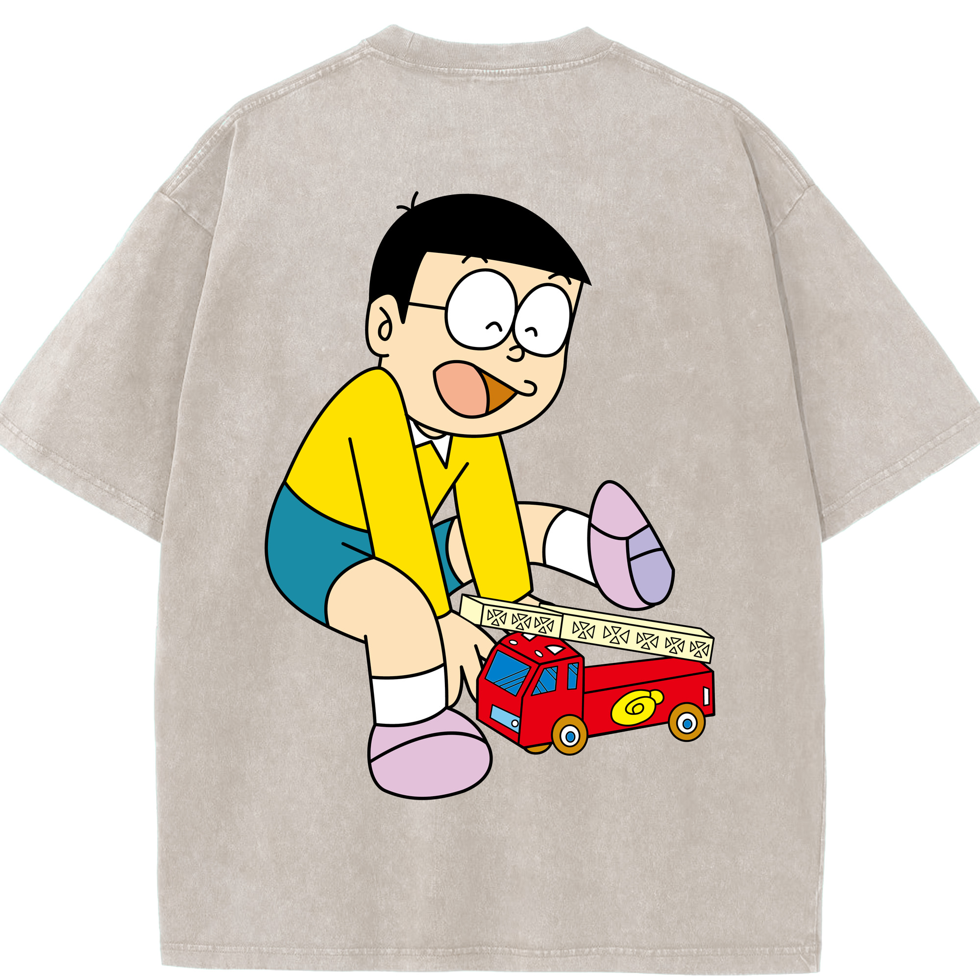 （画像用） ドラえもん 野比 のび太 Doraemon Nobita Nobi 綿100% ヴィンテージ風 半袖Tシャツ（背面プリント）