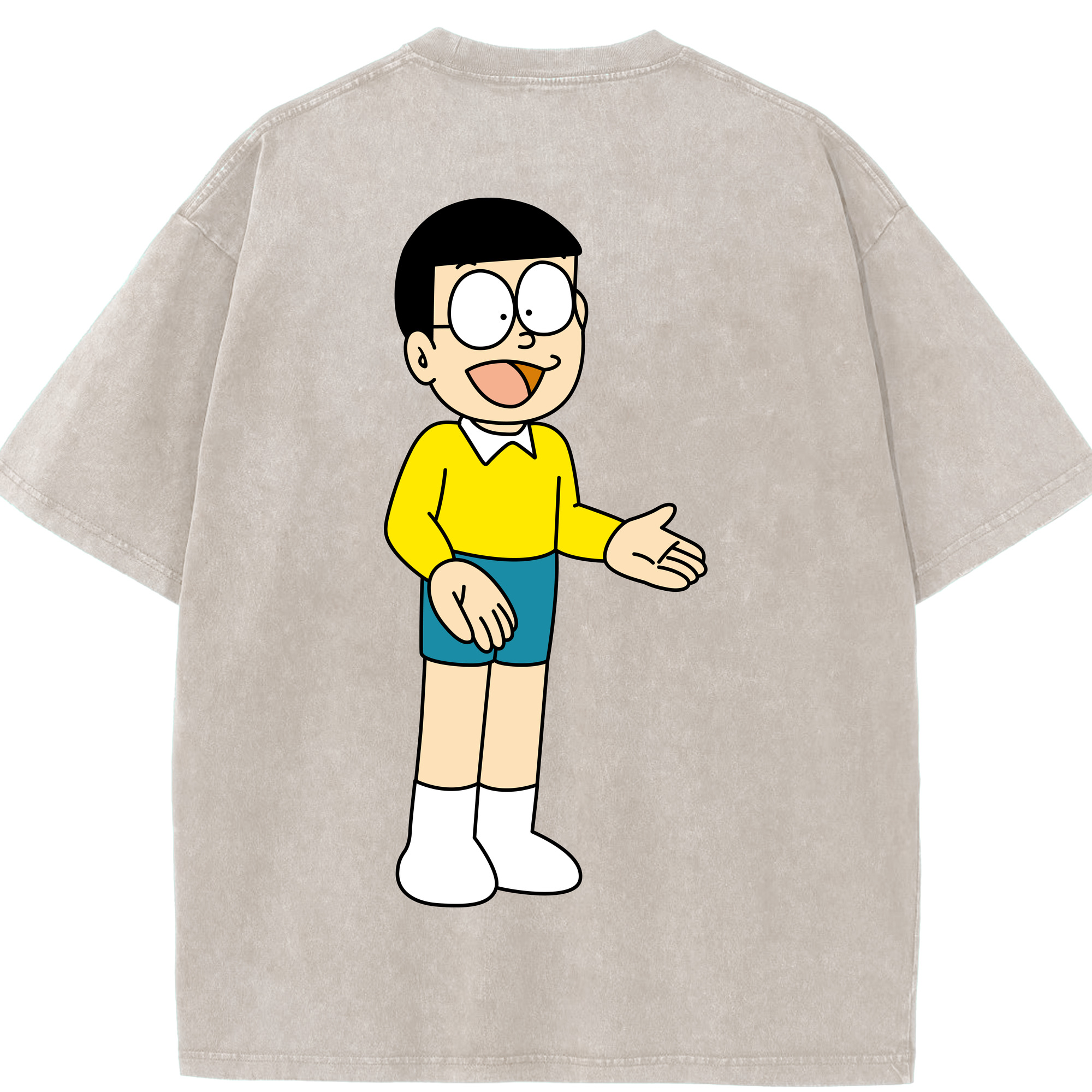 （画像用） ドラえもん 野比 のび太 Doraemon Nobita Nobi 綿100% ヴィンテージ風 半袖Tシャツ（背面プリント）