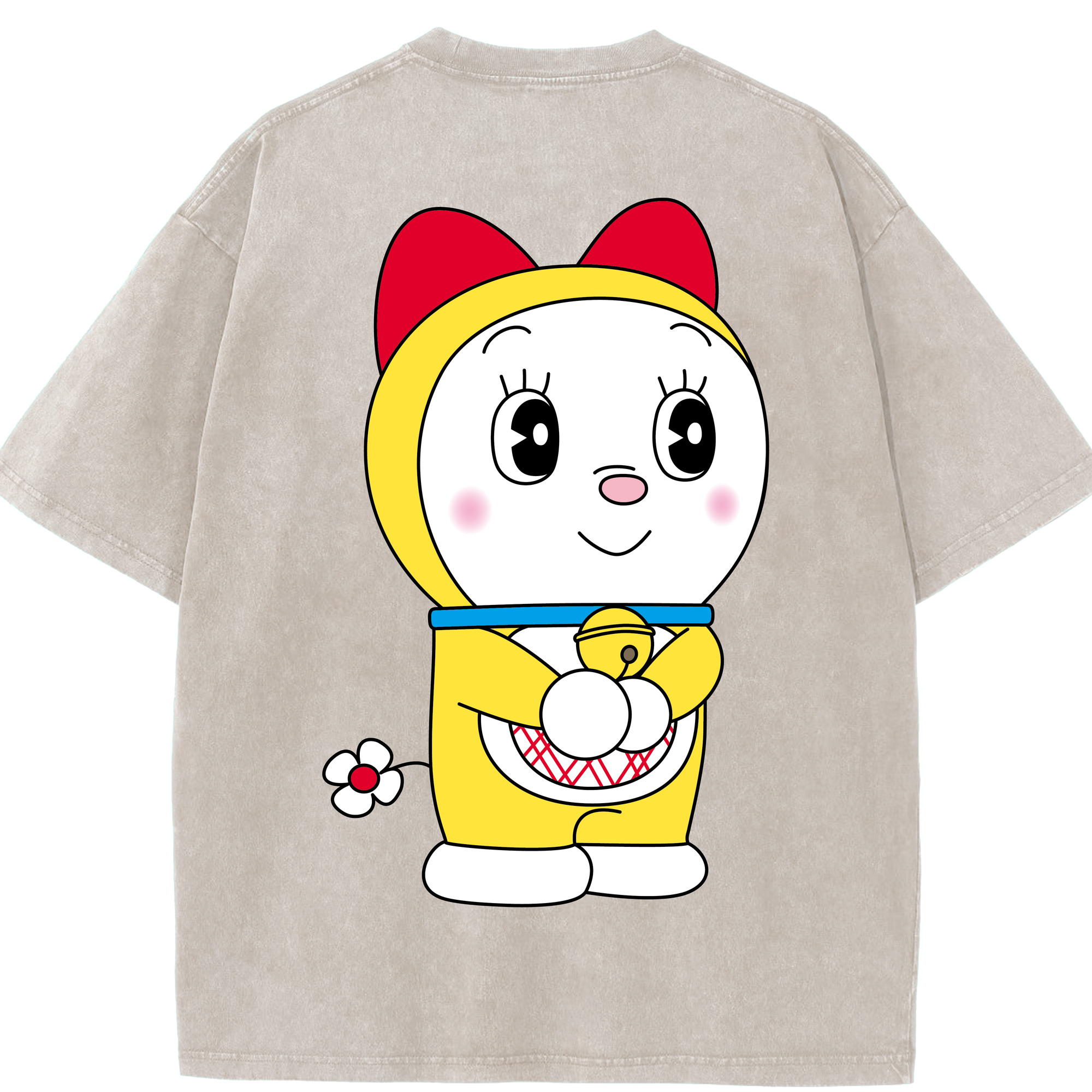 （画像用） ドラえもん ドラミ Doraemon Dorami 綿100% ヴィンテージ風 半袖Tシャツ（背面プリント）