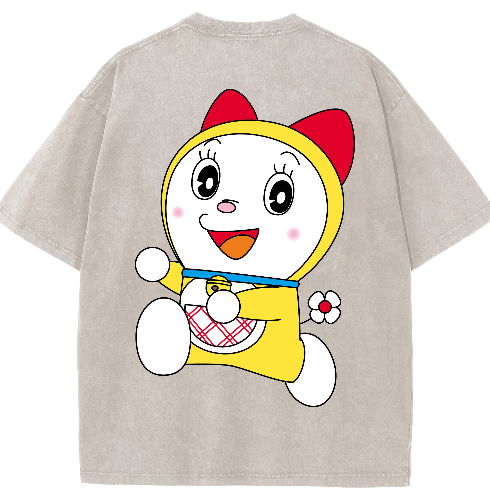 （画像用） ドラえもん ドラミ Doraemon Dorami 綿100% ヴィンテージ風 半袖Tシャツ（背面プリント）