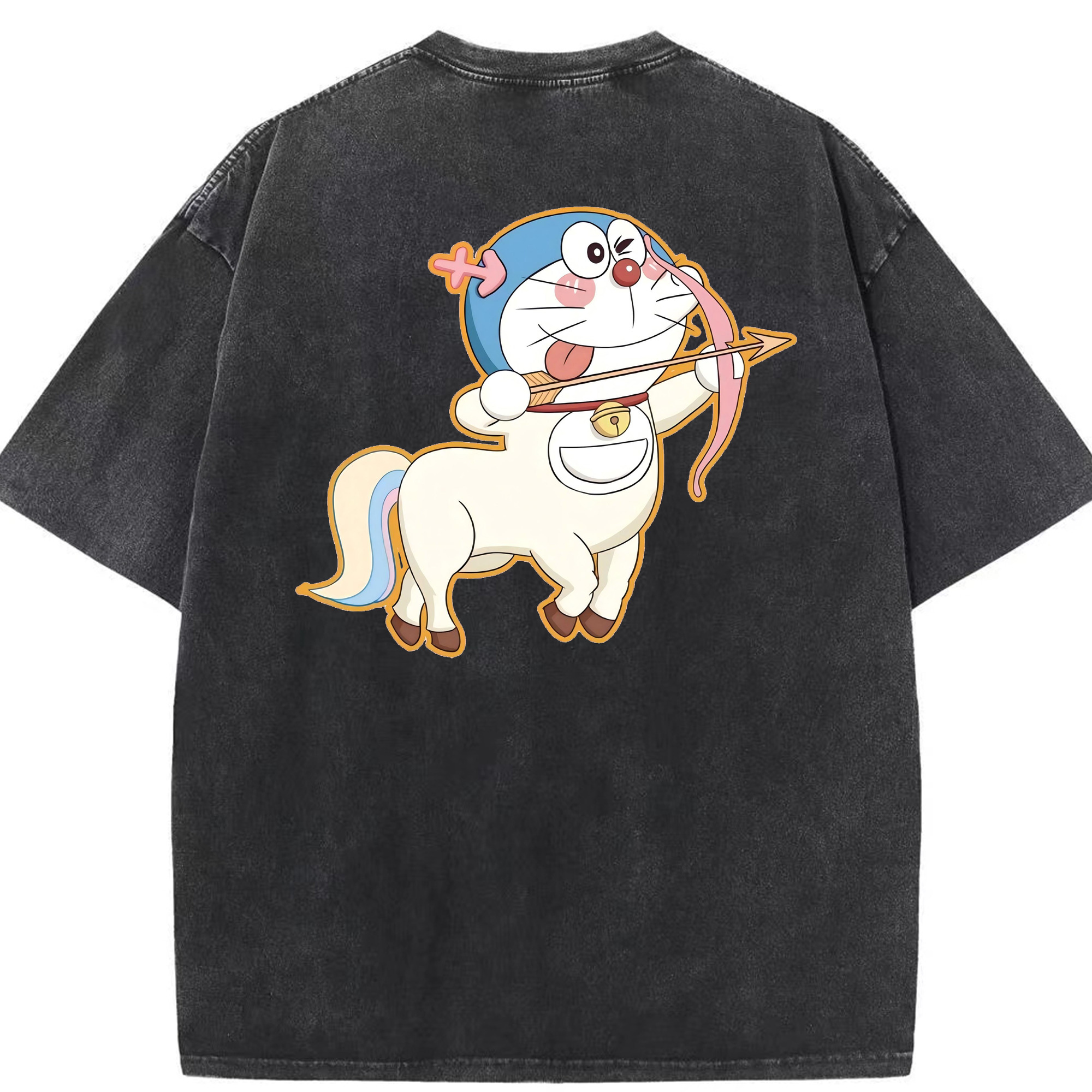 （画像用） ドラえもん Doraemon 綿100% ヴィンテージ風 半袖Tシャツ（背面プリント）