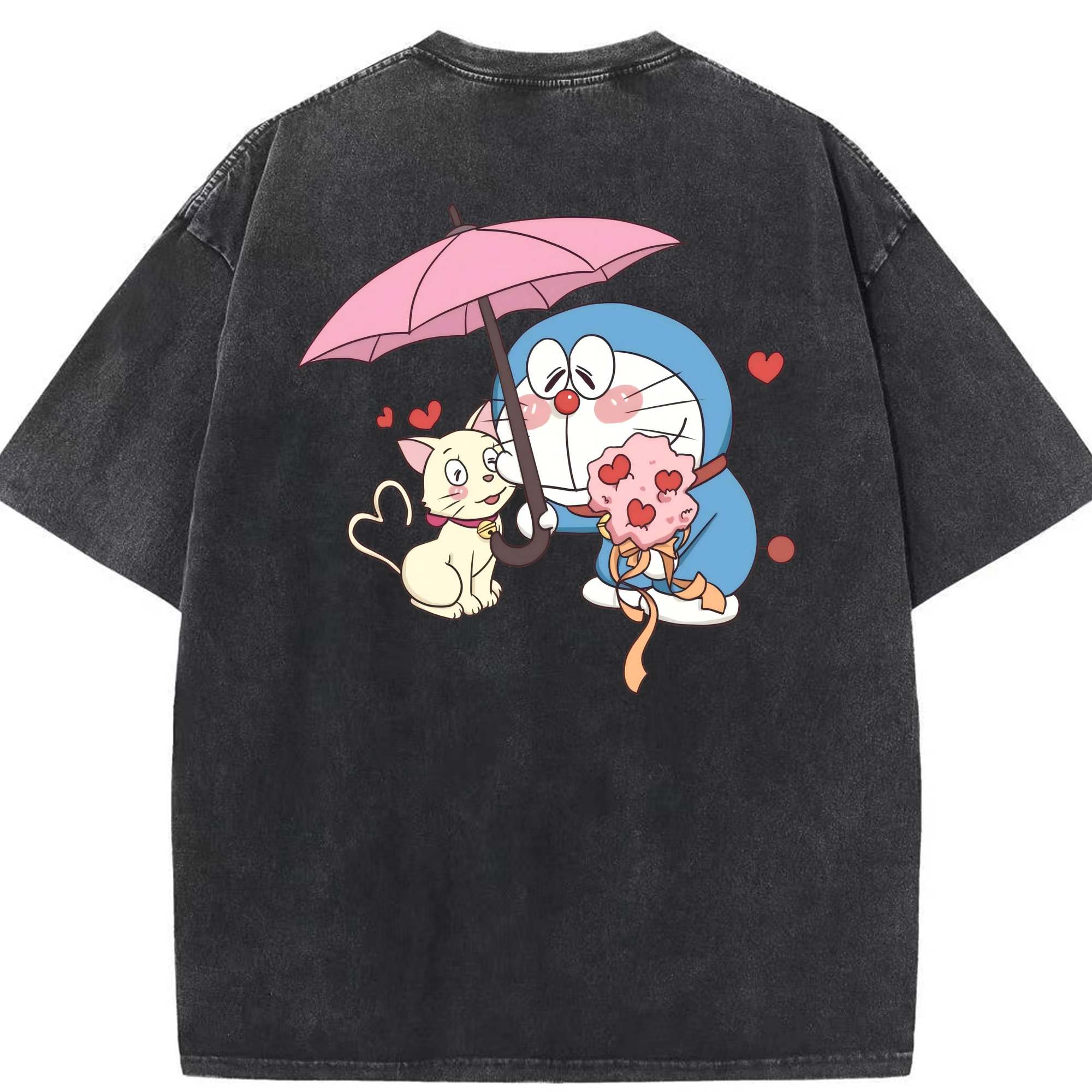 （画像用） ドラえもん Doraemon 綿100% ヴィンテージ風 半袖Tシャツ（背面プリント）