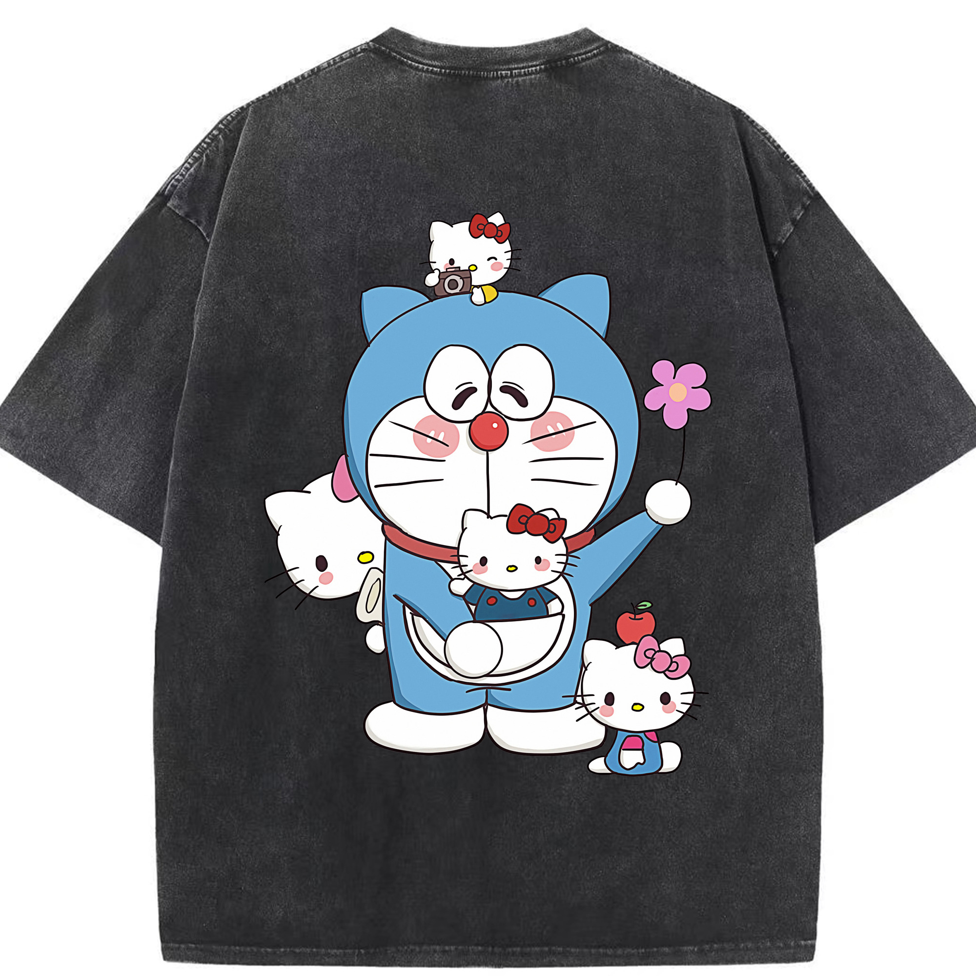 （画像用） ドラえもん Doraemon 綿100% ヴィンテージ風 半袖Tシャツ（背面プリント）