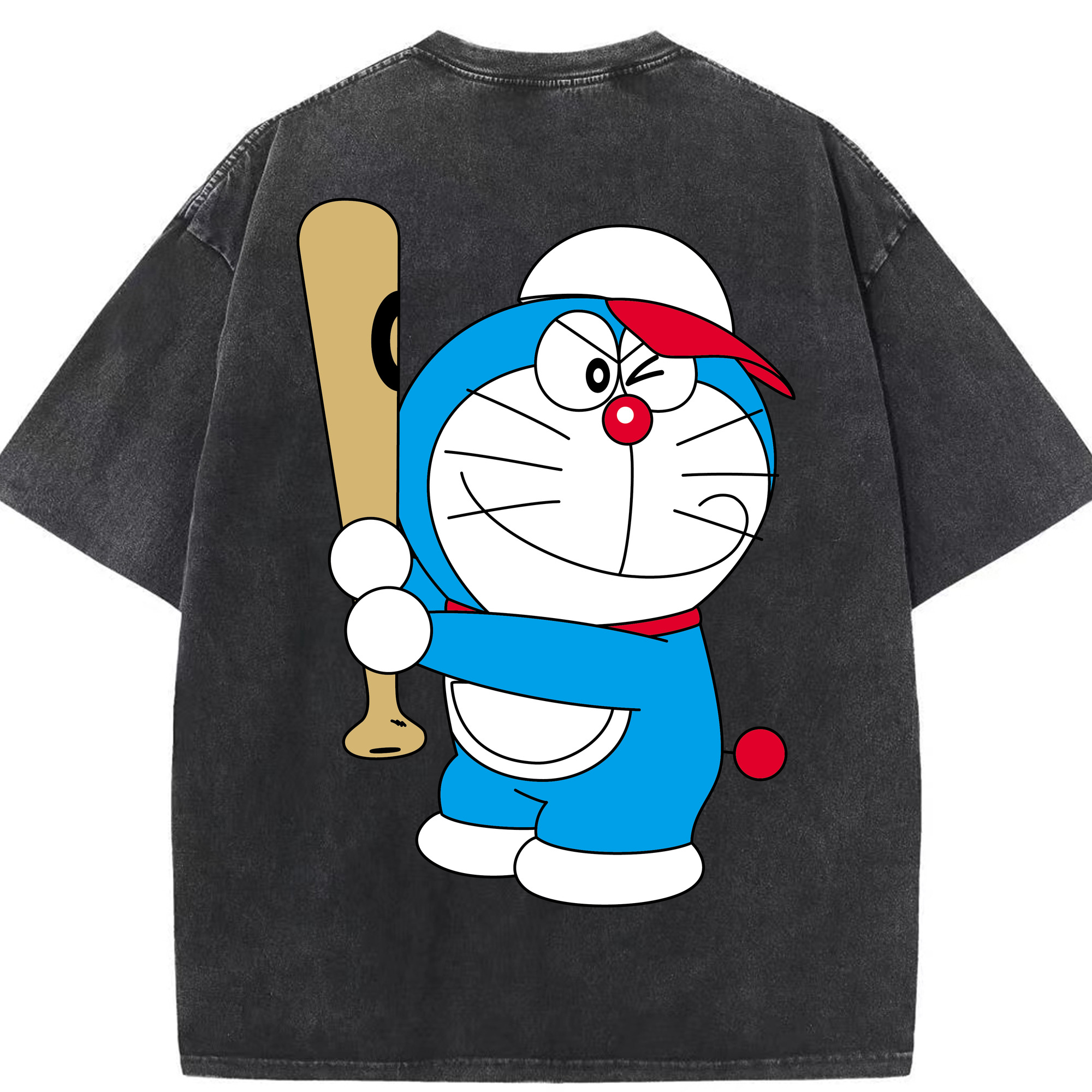 （画像用） ドラえもん Doraemon 綿100% ヴィンテージ風 半袖Tシャツ（背面プリント）