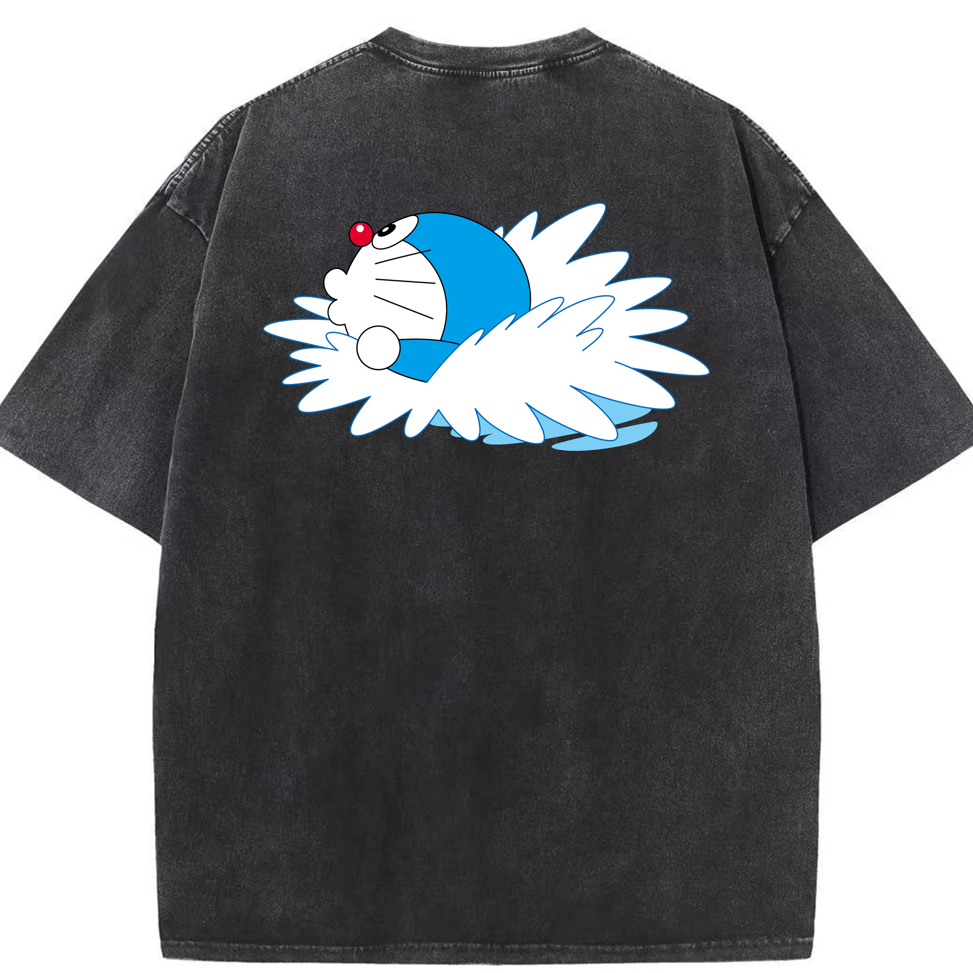 （画像用） ドラえもん Doraemon 綿100% ヴィンテージ風 半袖Tシャツ（背面プリント）