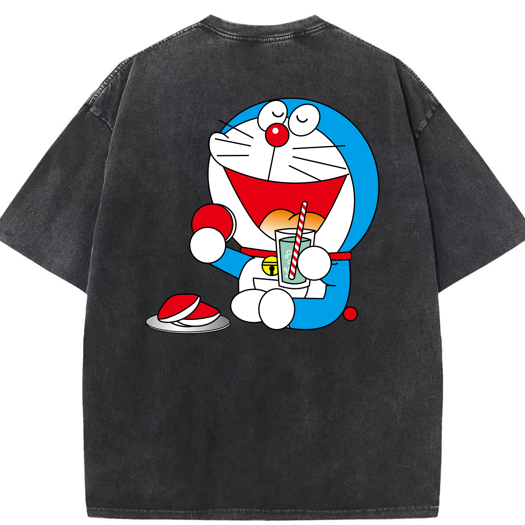 （画像用） ドラえもん Doraemon 綿100% ヴィンテージ風 半袖Tシャツ（背面プリント）