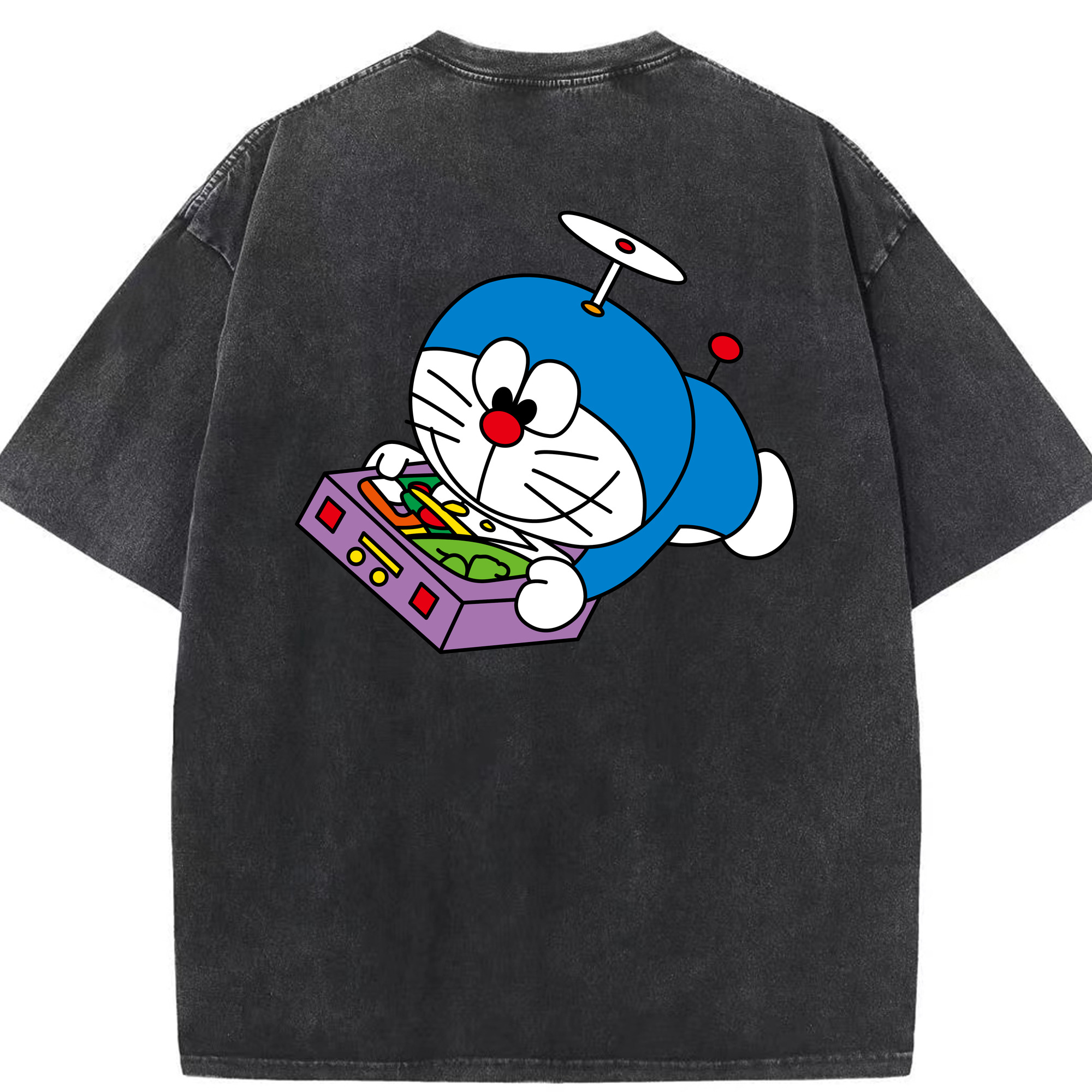 （画像用） ドラえもん Doraemon 綿100% ヴィンテージ風 半袖Tシャツ（背面プリント）
