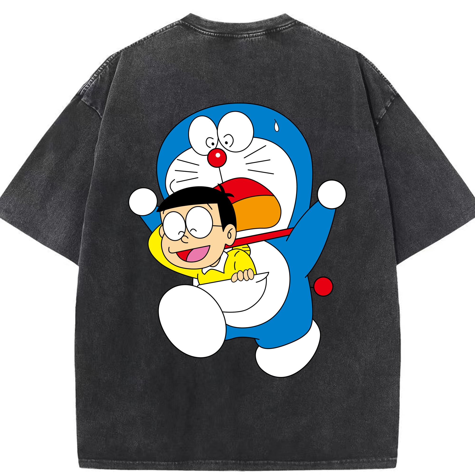 （画像用） ドラえもん Doraemon 綿100% ヴィンテージ風 半袖Tシャツ（背面プリント）