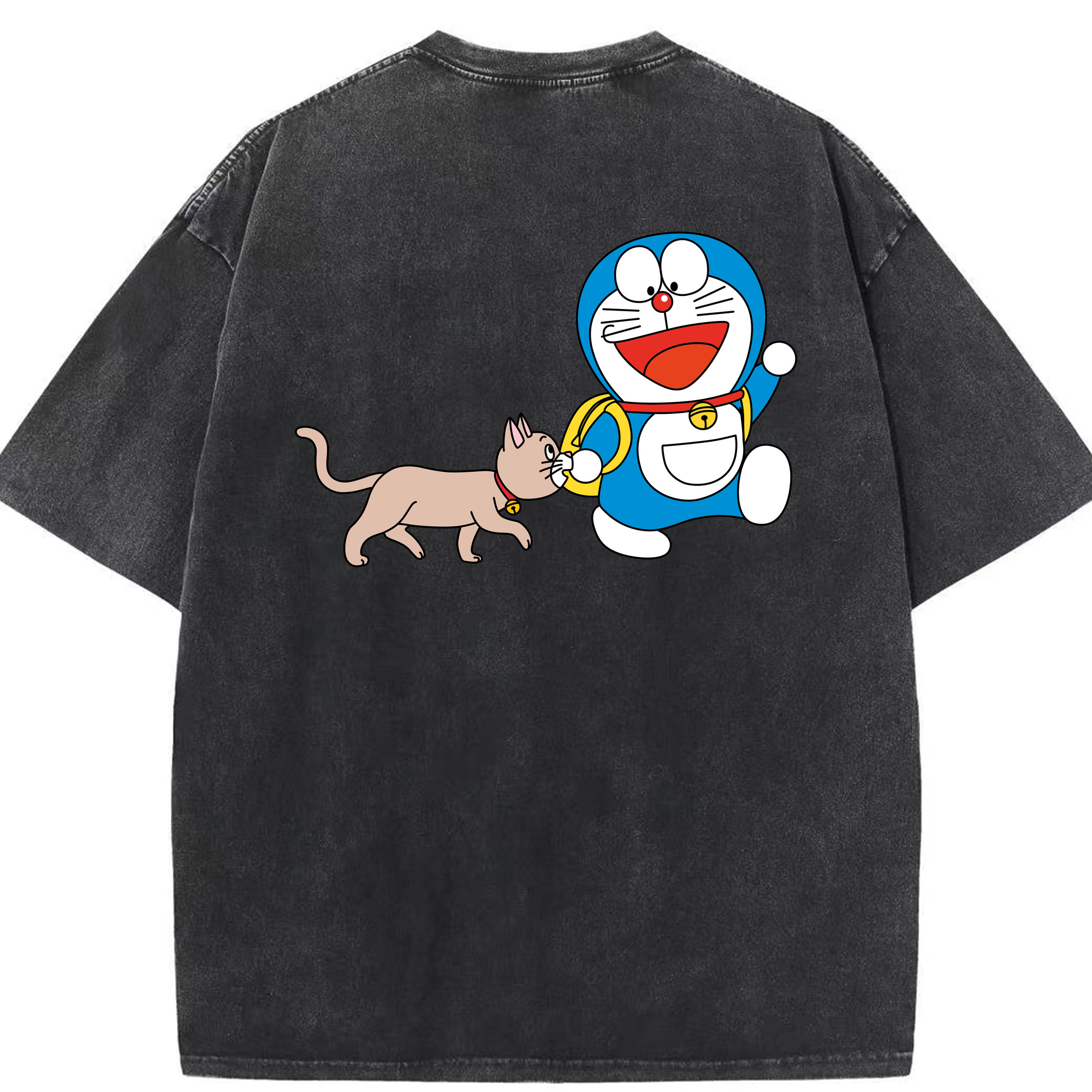 （画像用） ドラえもん Doraemon 綿100% ヴィンテージ風 半袖Tシャツ（背面プリント）