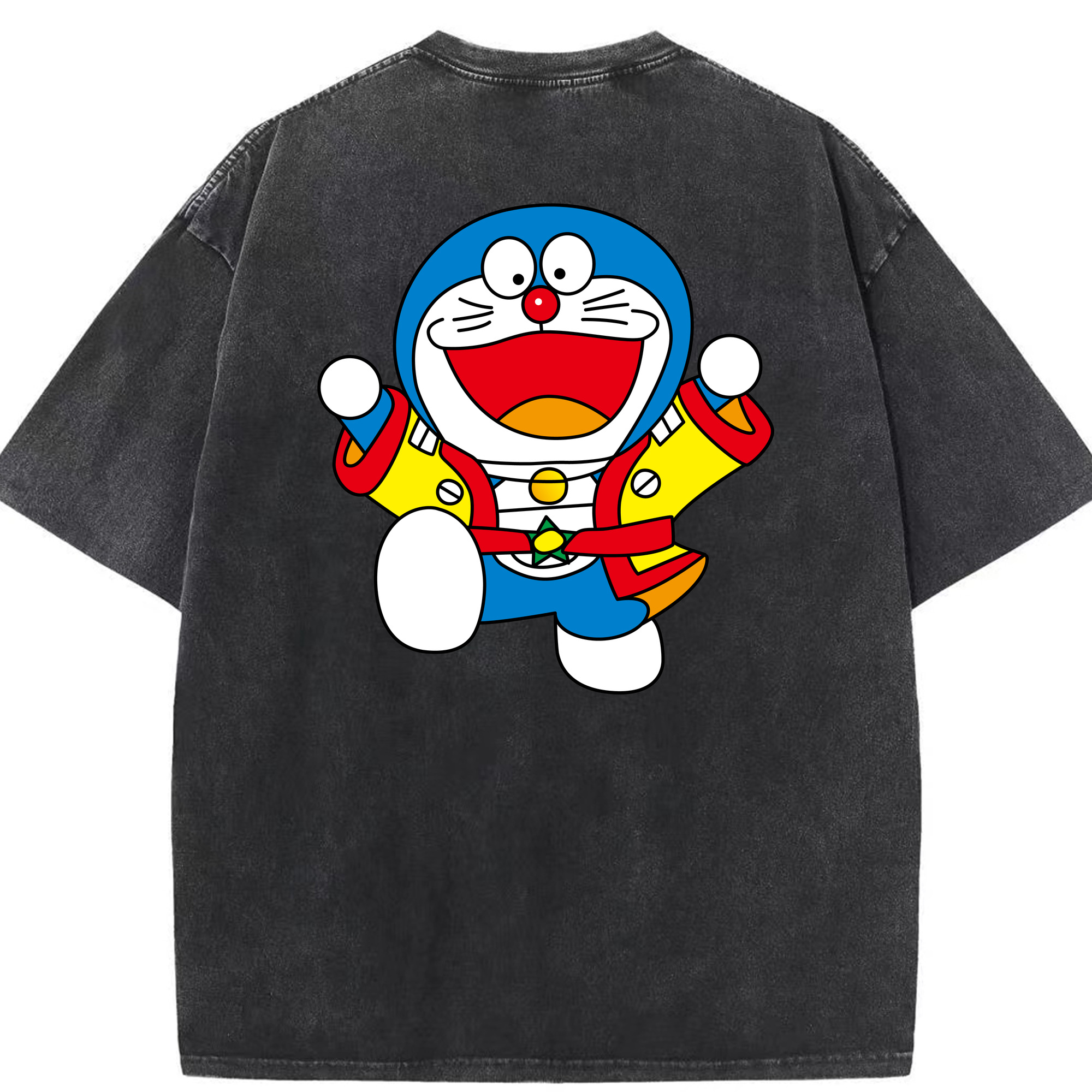 （画像用） ドラえもん Doraemon 綿100% ヴィンテージ風 半袖Tシャツ（背面プリント）