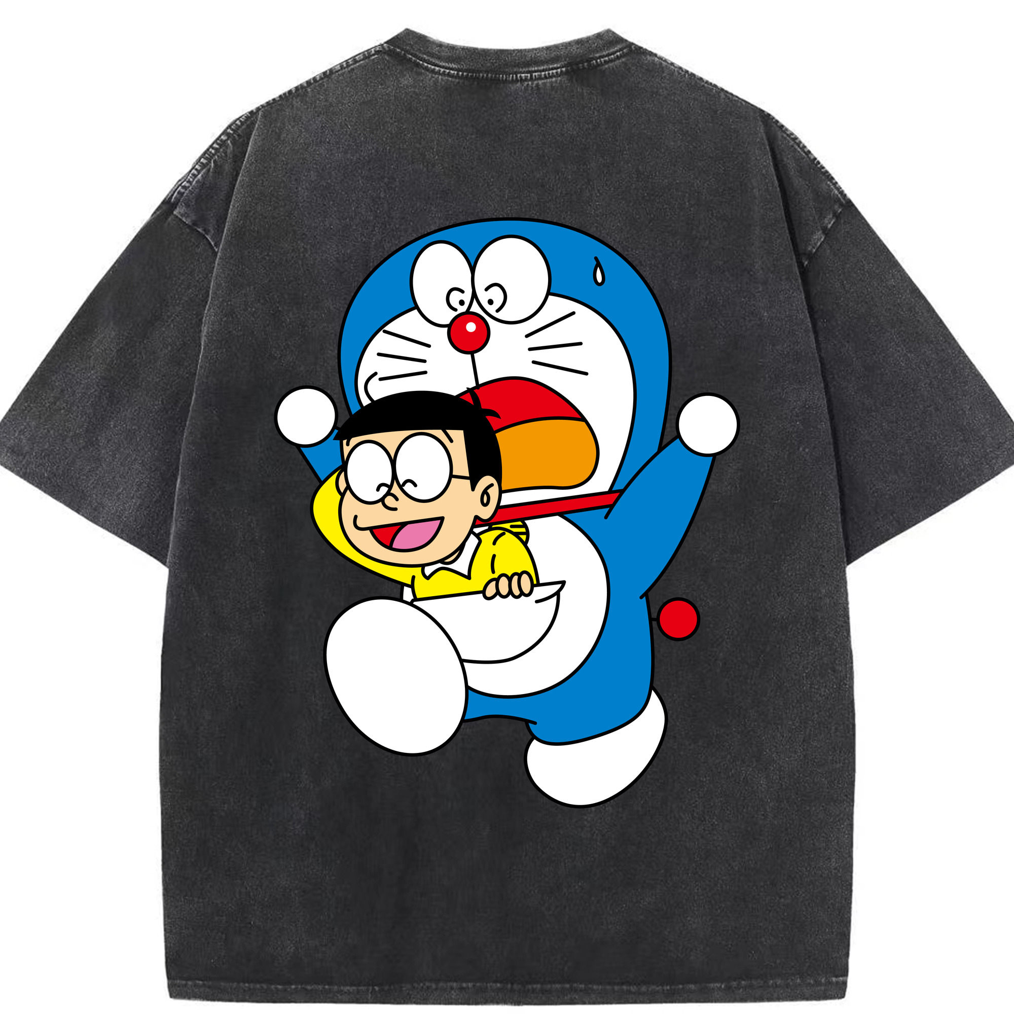 （画像用） ドラえもん Doraemon 綿100% ヴィンテージ風 半袖Tシャツ（背面プリント）