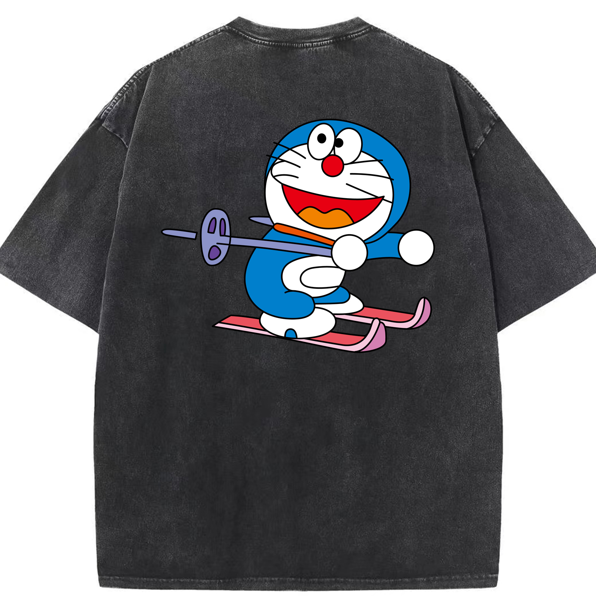（画像用） ドラえもん Doraemon 綿100% ヴィンテージ風 半袖Tシャツ（背面プリント）