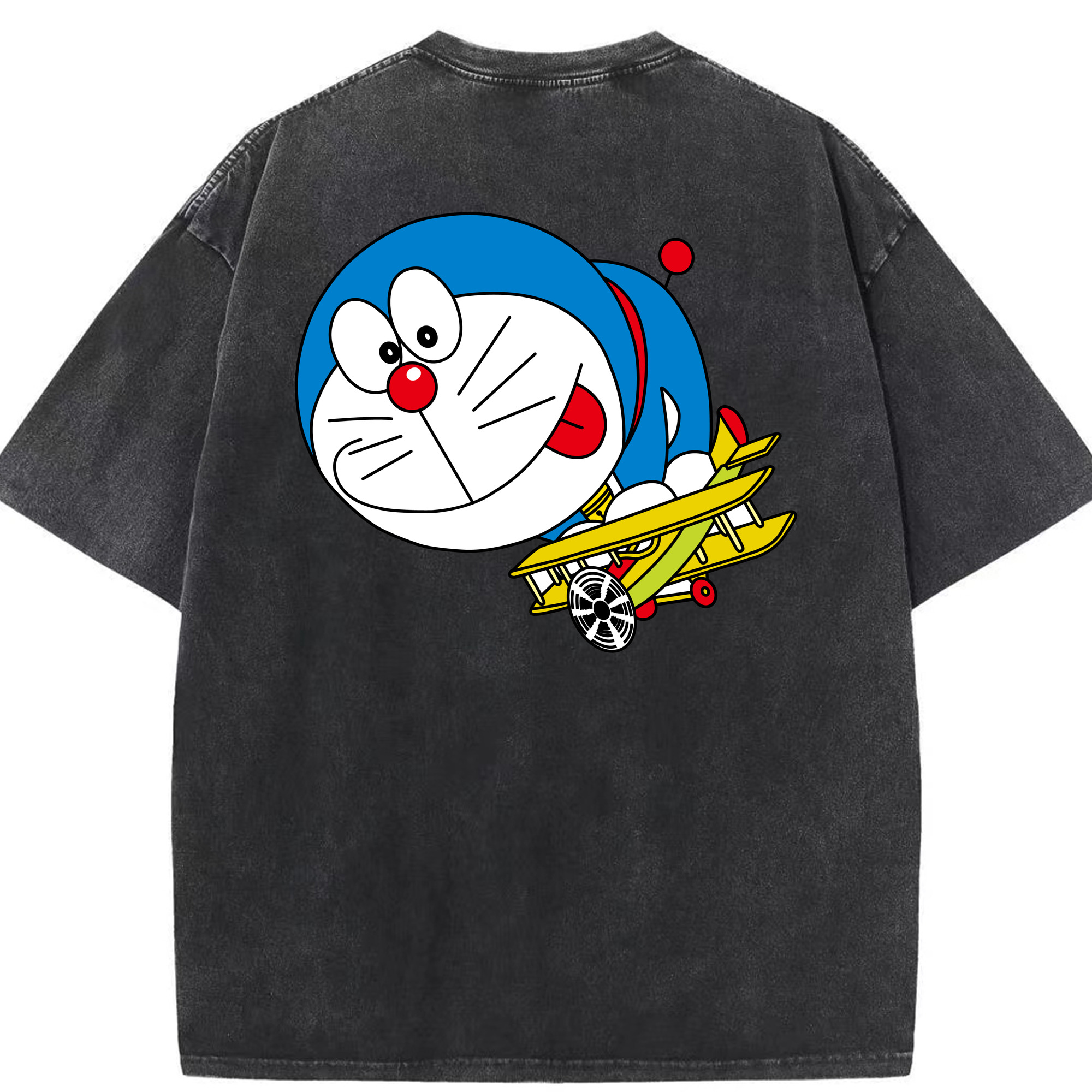（画像用） ドラえもん Doraemon 綿100% ヴィンテージ風 半袖Tシャツ（背面プリント）
