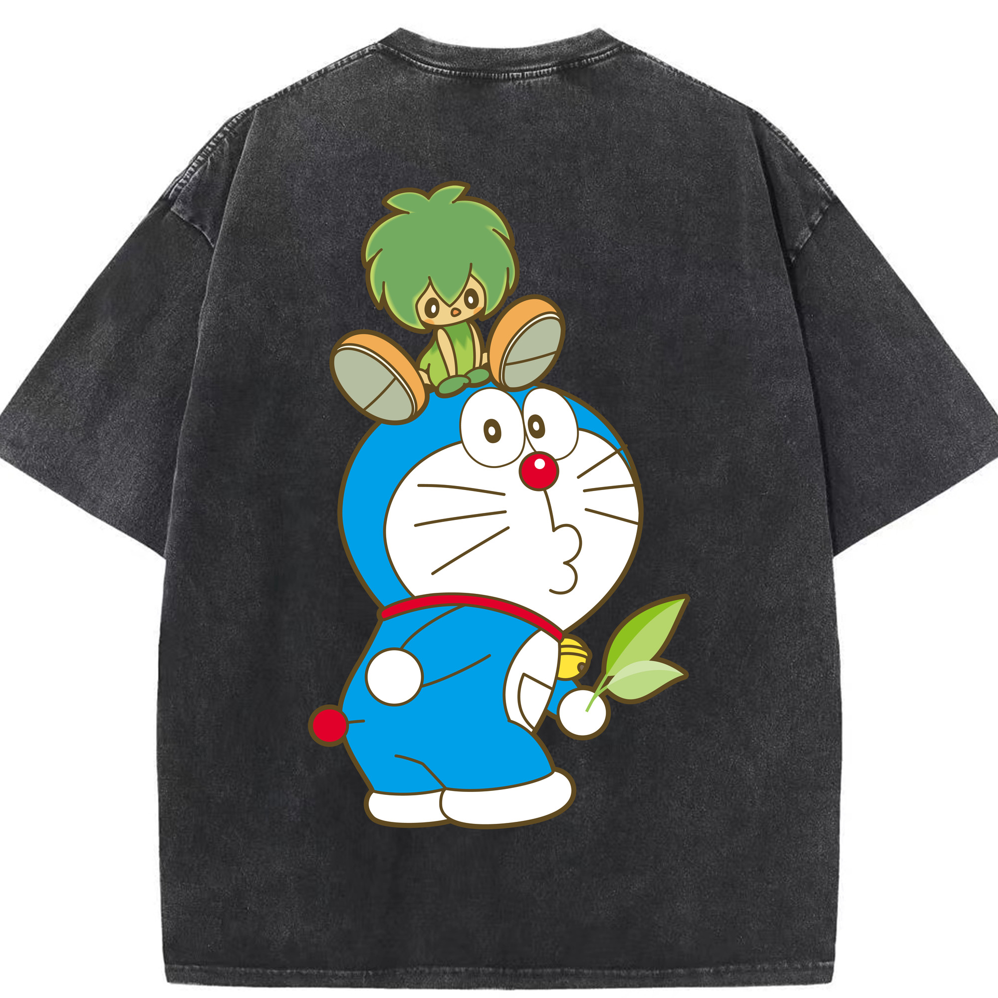 （画像用） ドラえもん Doraemon 綿100% ヴィンテージ風 半袖Tシャツ（背面プリント）