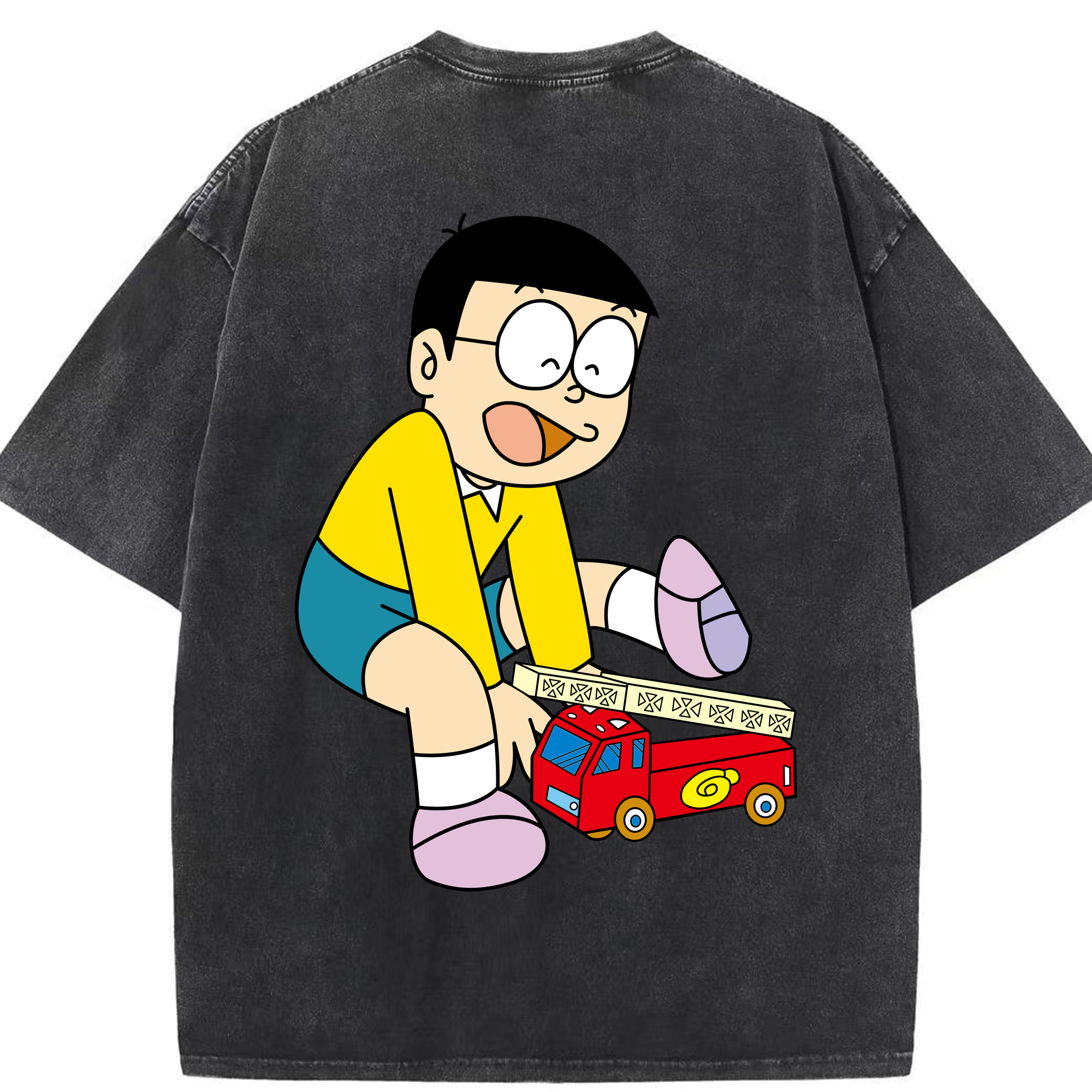 （画像用） ドラえもん 野比 のび太 Doraemon Nobita Nobi 綿100% ヴィンテージ風 半袖Tシャツ（背面プリント）