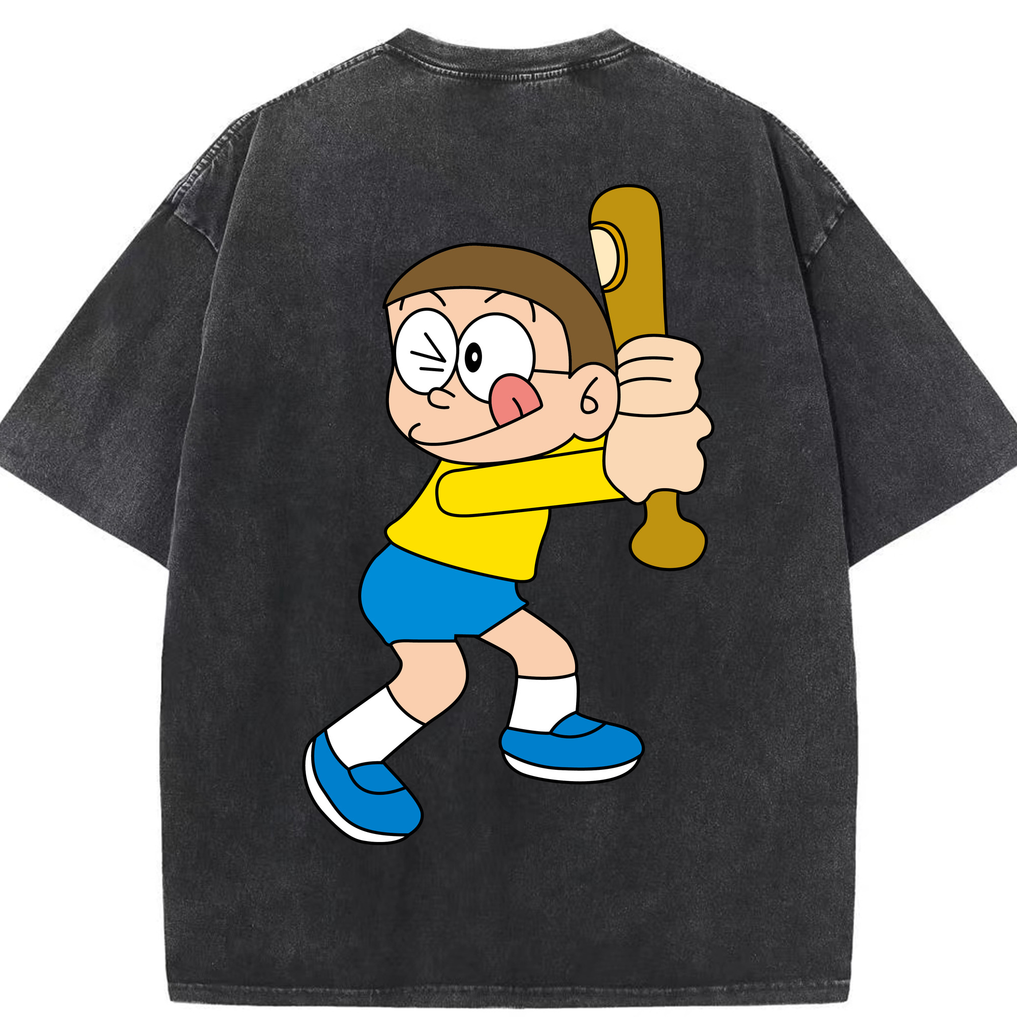 （画像用） ドラえもん 野比 のび太 Doraemon Nobita Nobi 綿100% ヴィンテージ風 半袖Tシャツ（背面プリント）